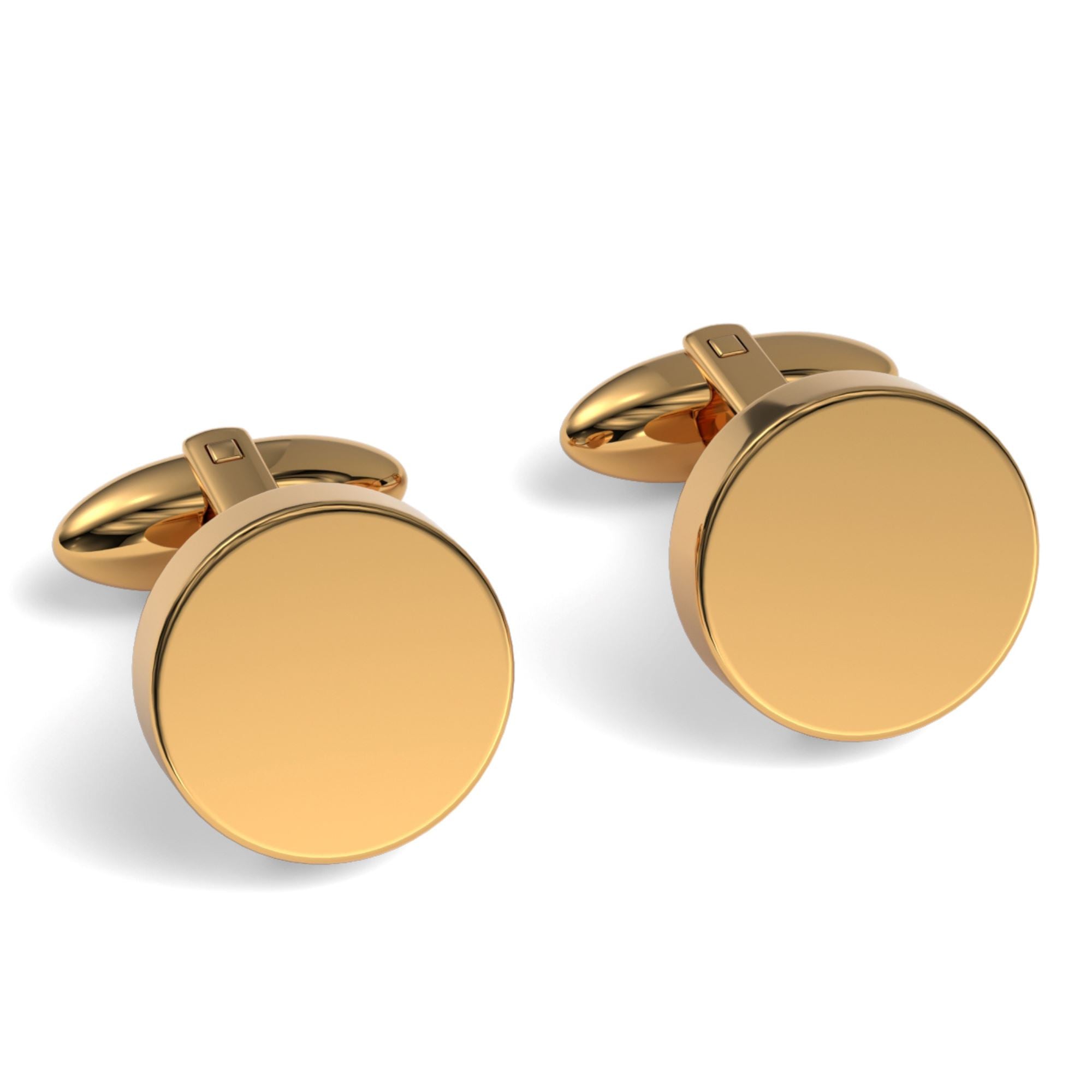 Round Engravable Cufflinks Engraving Cufflinks Clinks Shiny Gold 