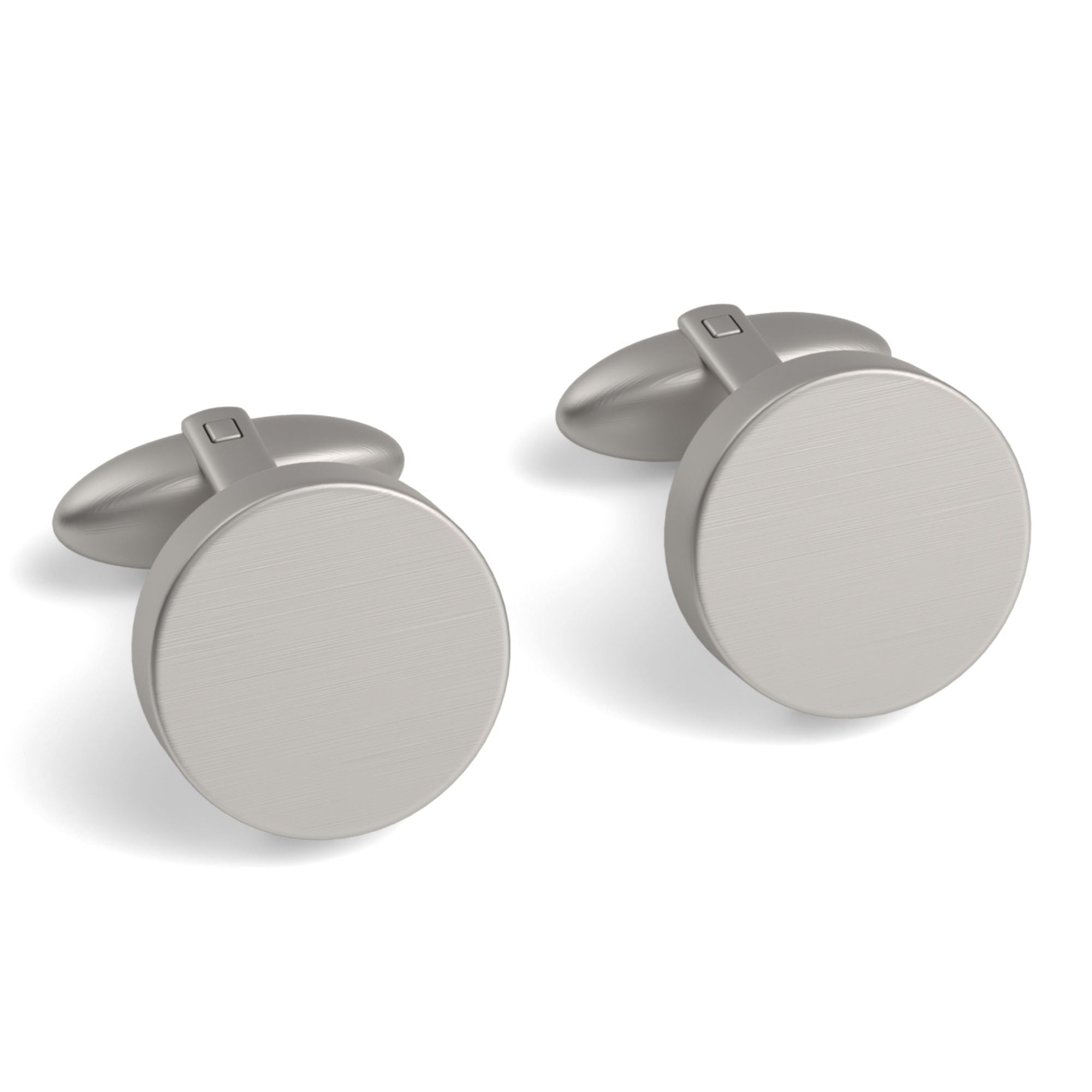 Round Engravable Cufflinks Engraving Cufflinks Clinks Brushed Silver 