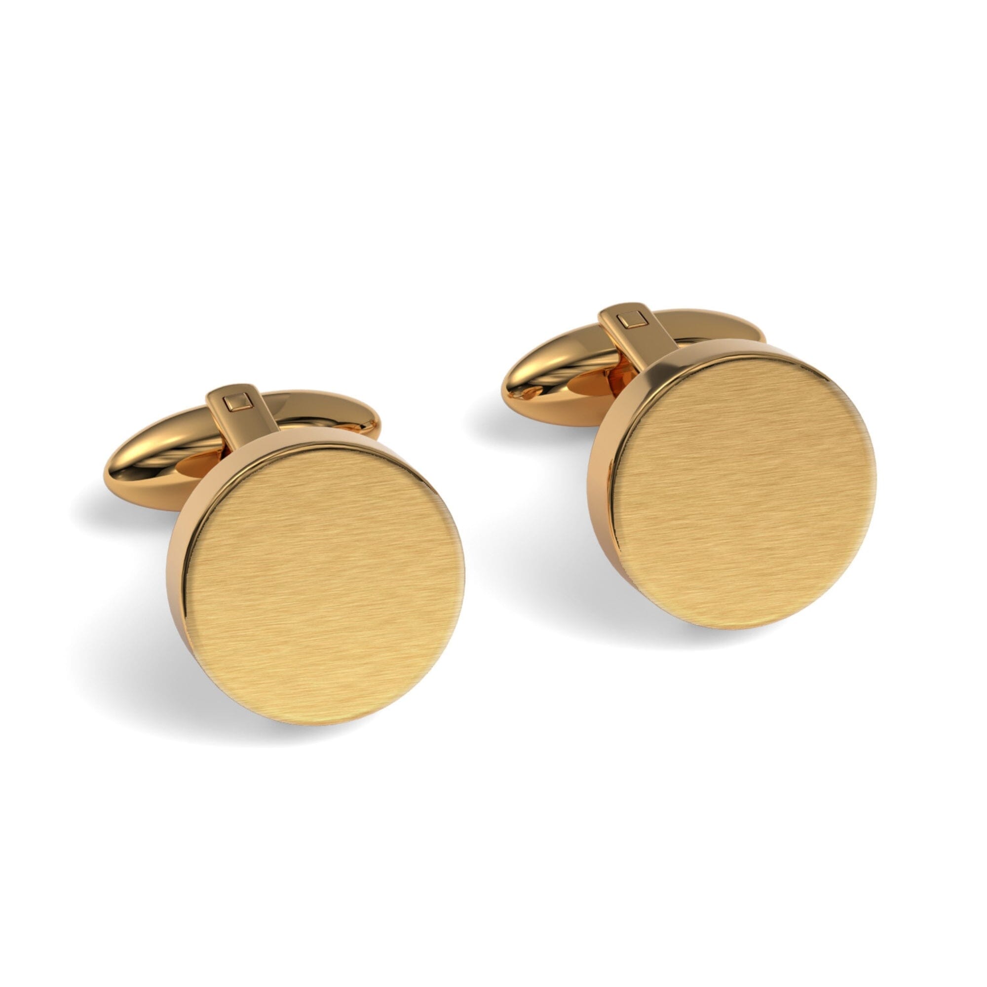 Round Engravable Cufflinks Engraving Cufflinks Clinks Brushed Gold 