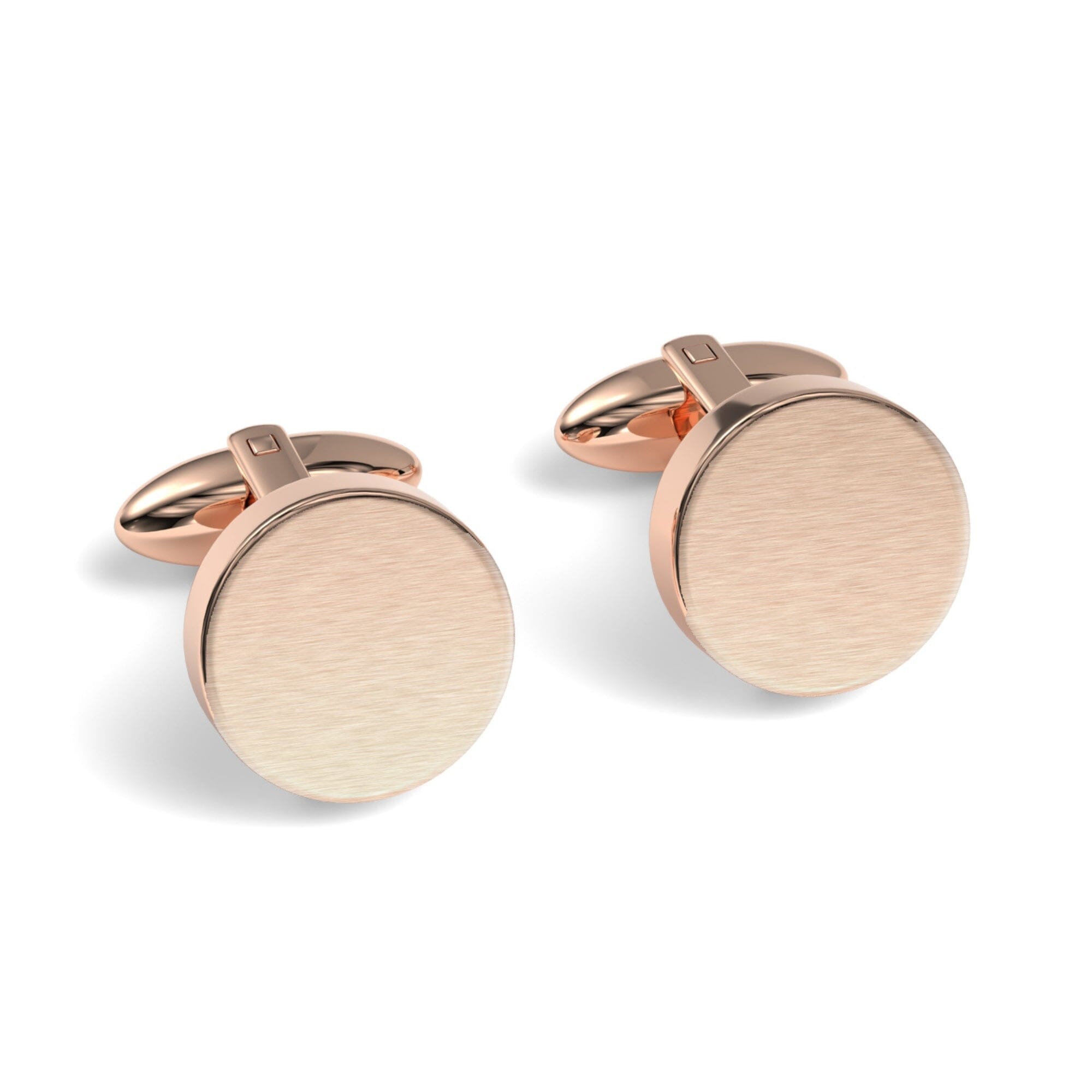 Round Engravable Cufflinks Engraving Cufflinks Clinks Brushed Rose Gold 