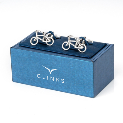 Modern Silver Bicycle Cufflinks