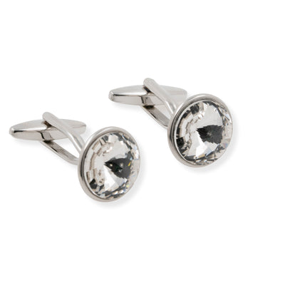 Silver Crystal Cufflinks & Stud Set