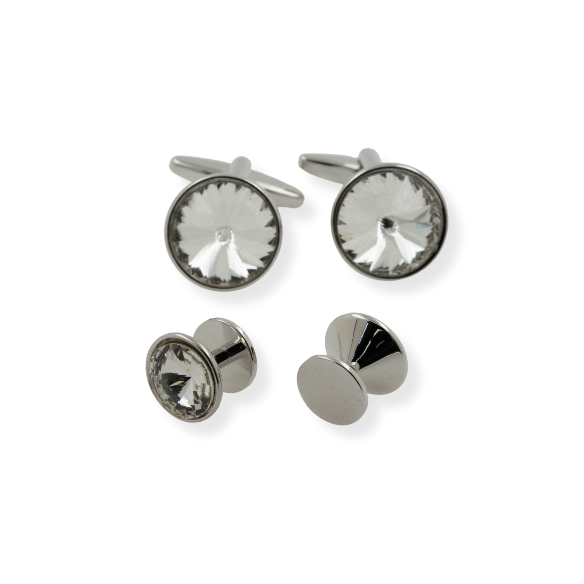 Silver Crystal Cufflinks & Stud Set Stud Sets Clinks 