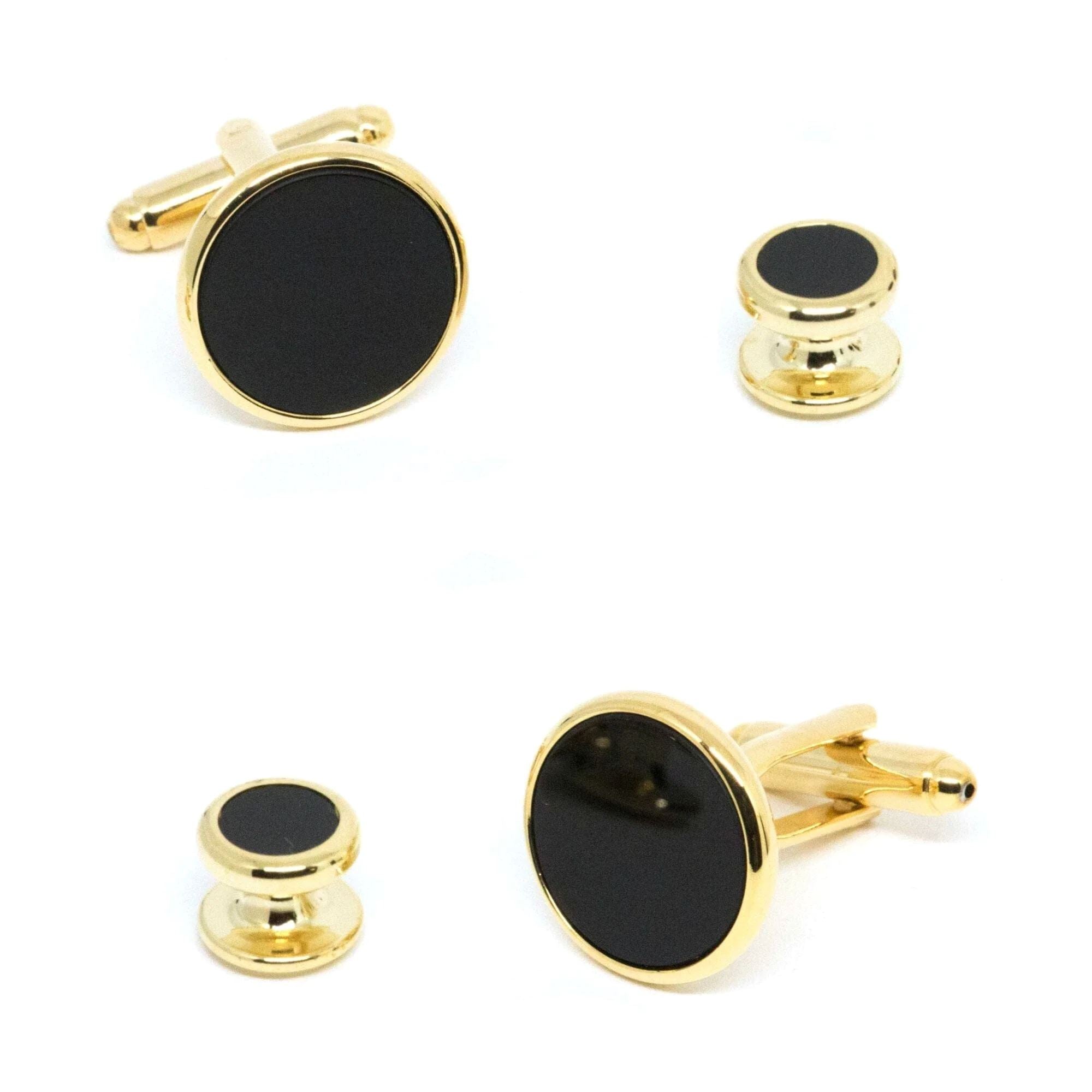 Gold Round Onyx Cufflinks and Stud Set Stud Sets Clinks Australia 