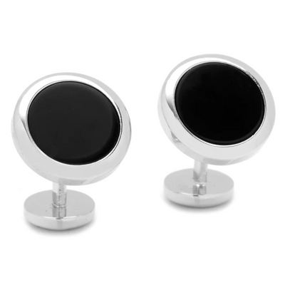 Double Sided Onyx Round Beveled Stud Set