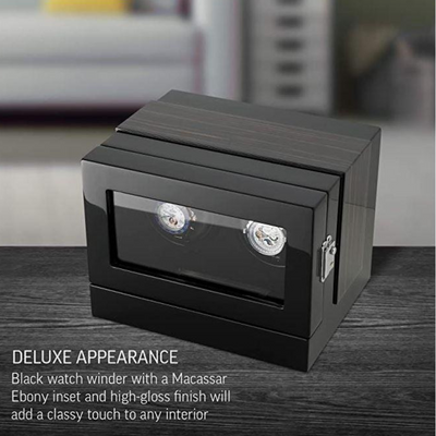 Sydney Watch Winder Box for 2 Watches in Black