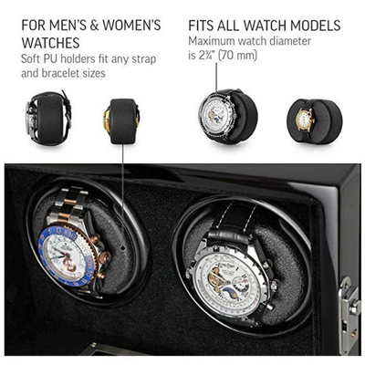 Sydney Watch Winder Box for 2 Watches in Black