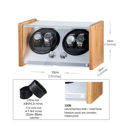 BLAQ Watch Winder Box 4 Watches in Aluminum & Bamboo