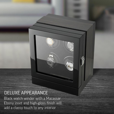 Sydney Watch Winder Box for 4 Watches in Black