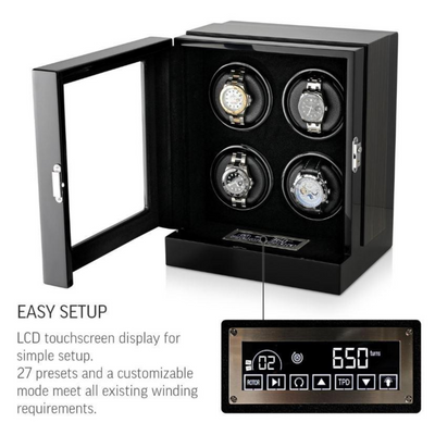 Sydney Watch Winder Box for 4 Watches in Black