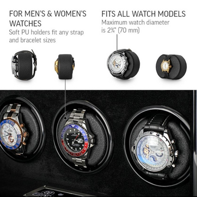 Sydney Watch Winder Box for 6 Watches in Black