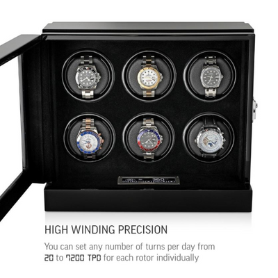 Sydney Watch Winder Box for 6 Watches in Black