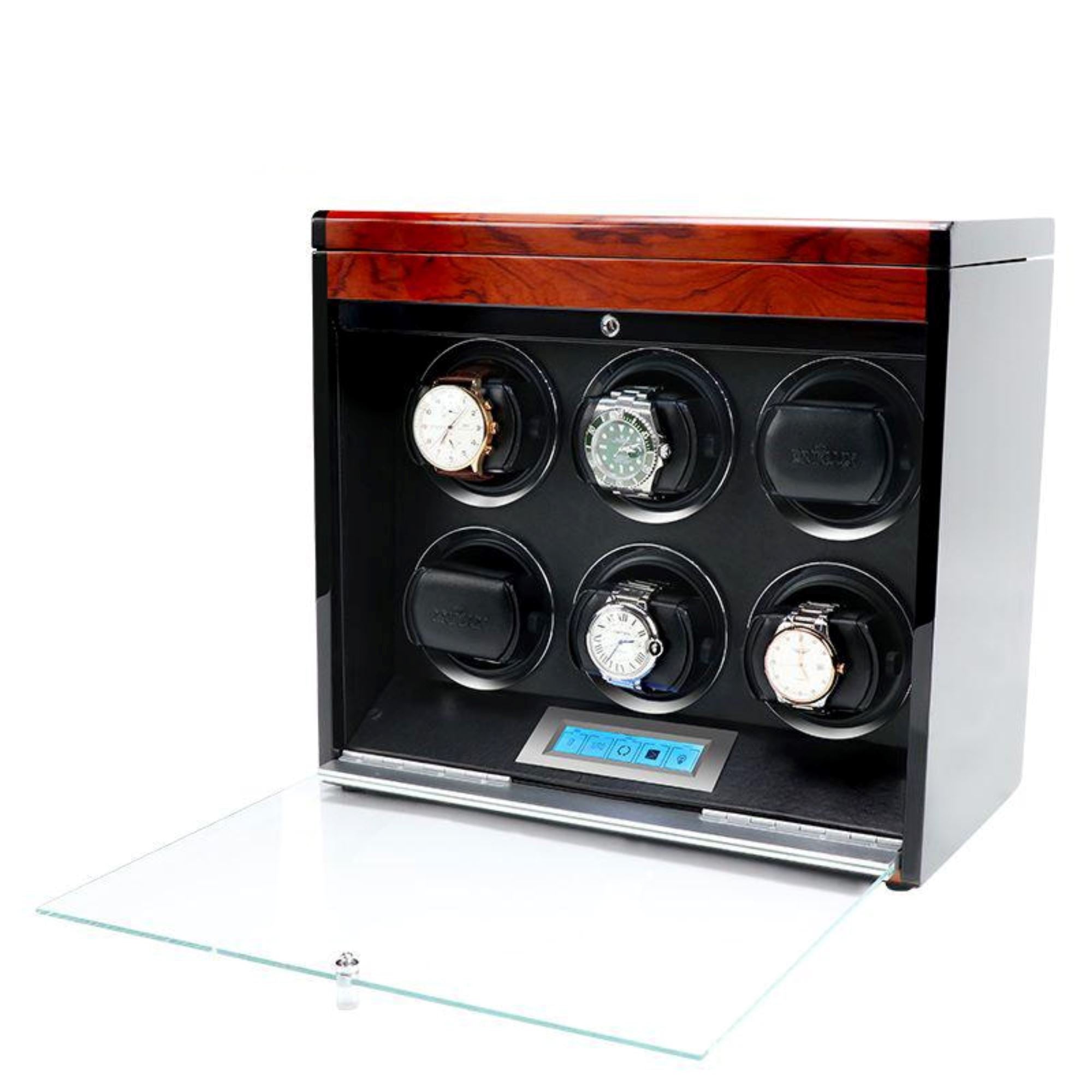 Vancouver Watch Winder for 6 Wood Grain Watch Winder Boxes Clinks 