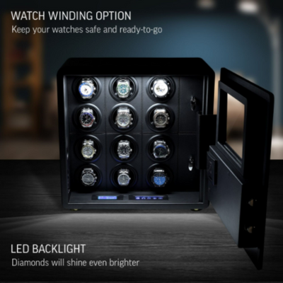 Vanguard Steel Watch Winder Security Safe with Digital Lock and Alarm