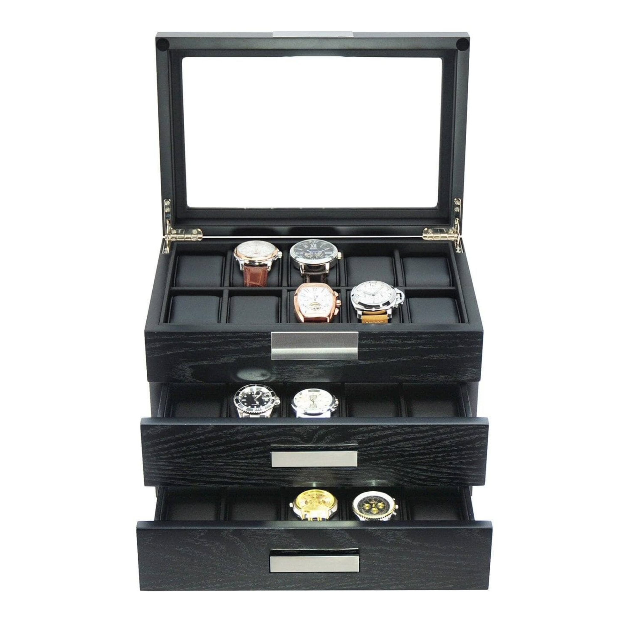 Seconds - Black Wooden Watch Box for 30 watches (A)