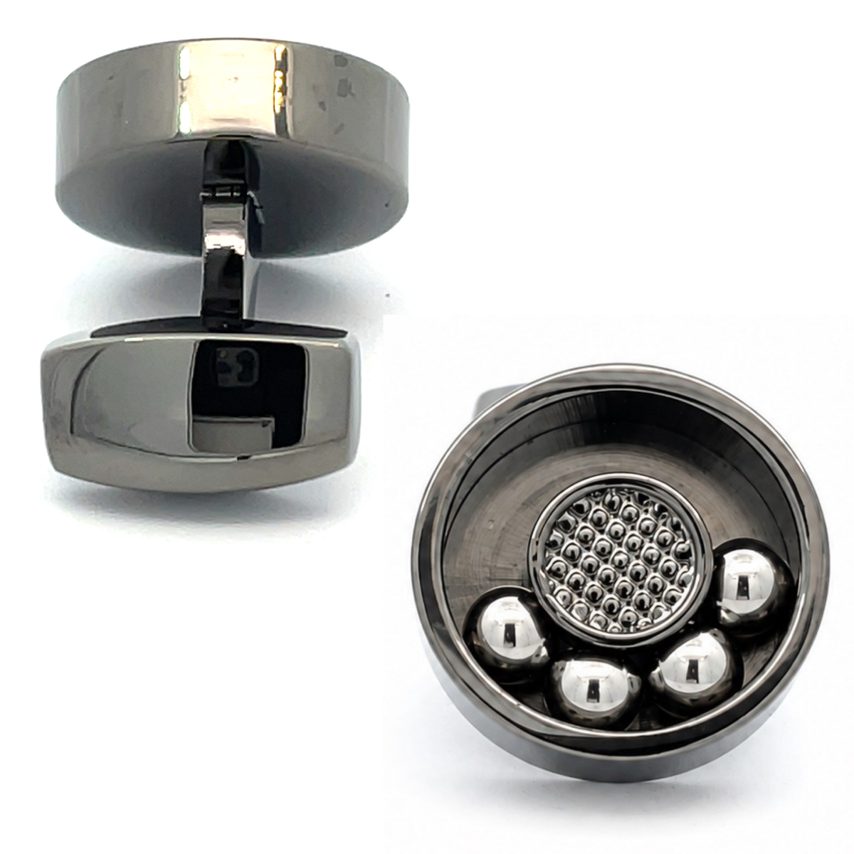Moving  Ball Bearing Cufflinks Gunmetal
