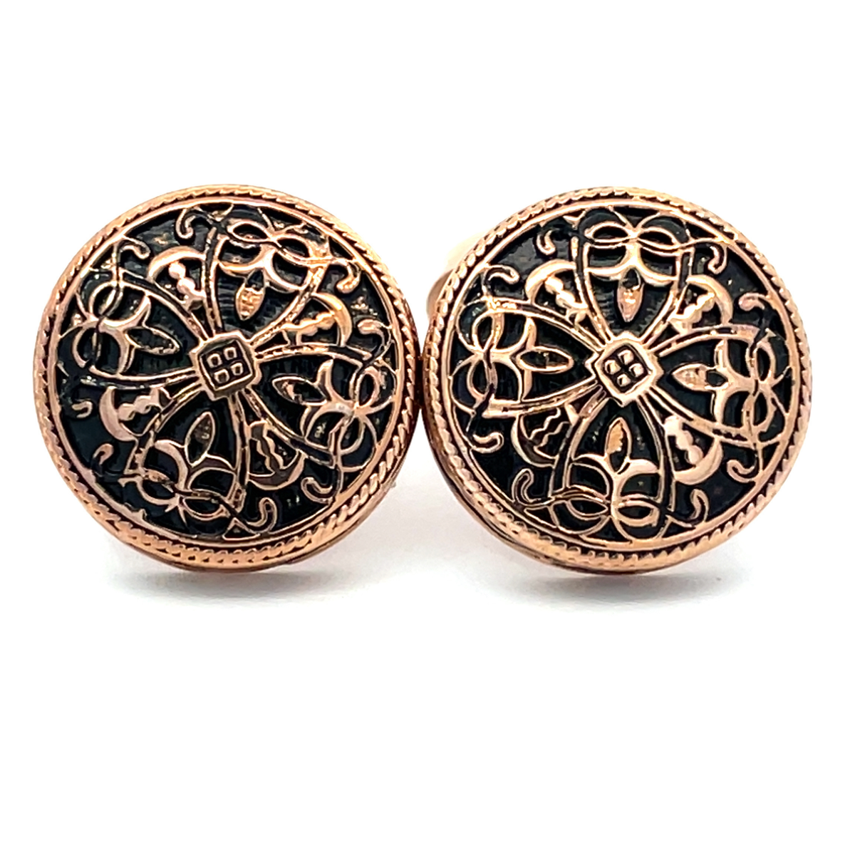 Vintage Celtic Round Rose Gold Cufflinks