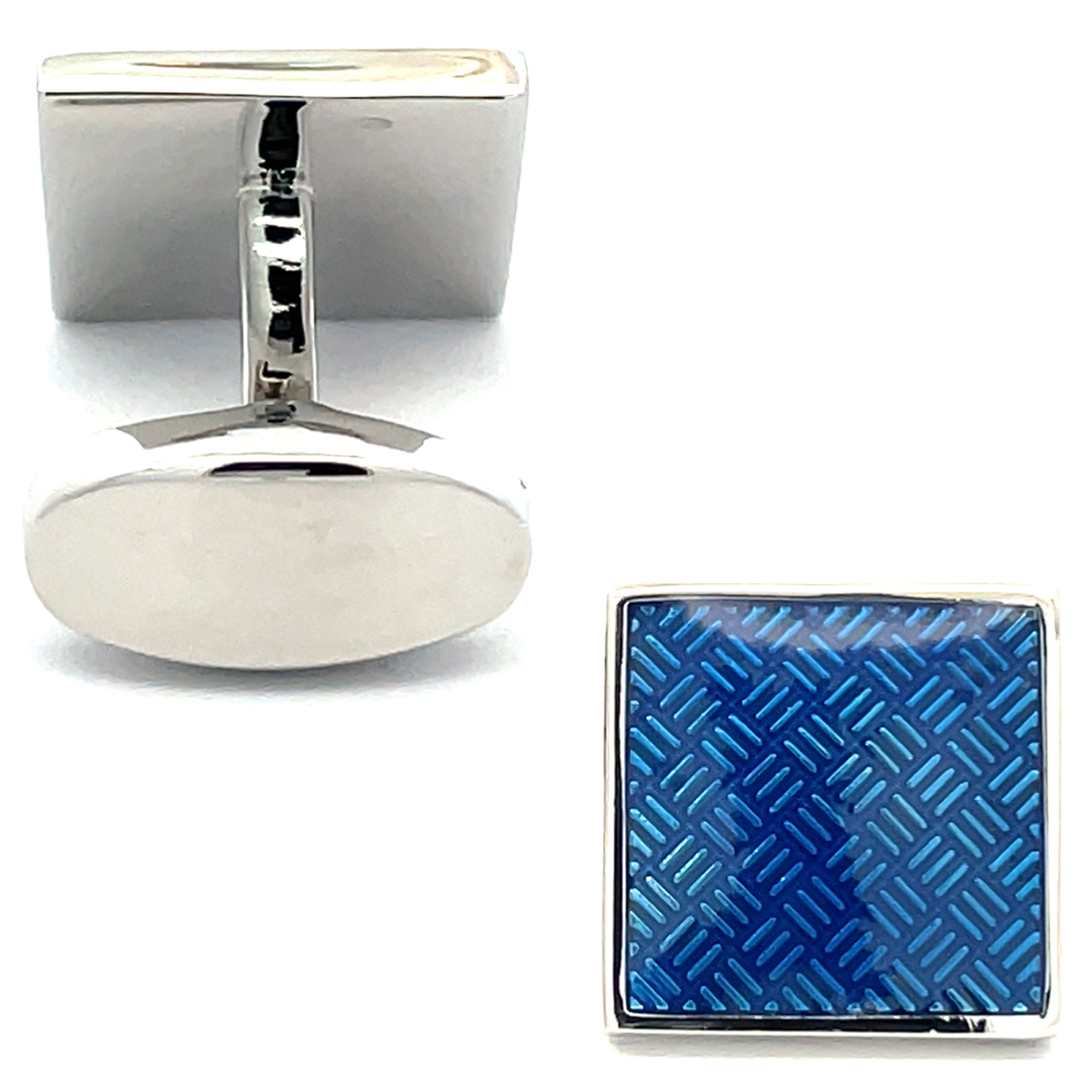 Metalic Blue Checkerplate Cufflinks