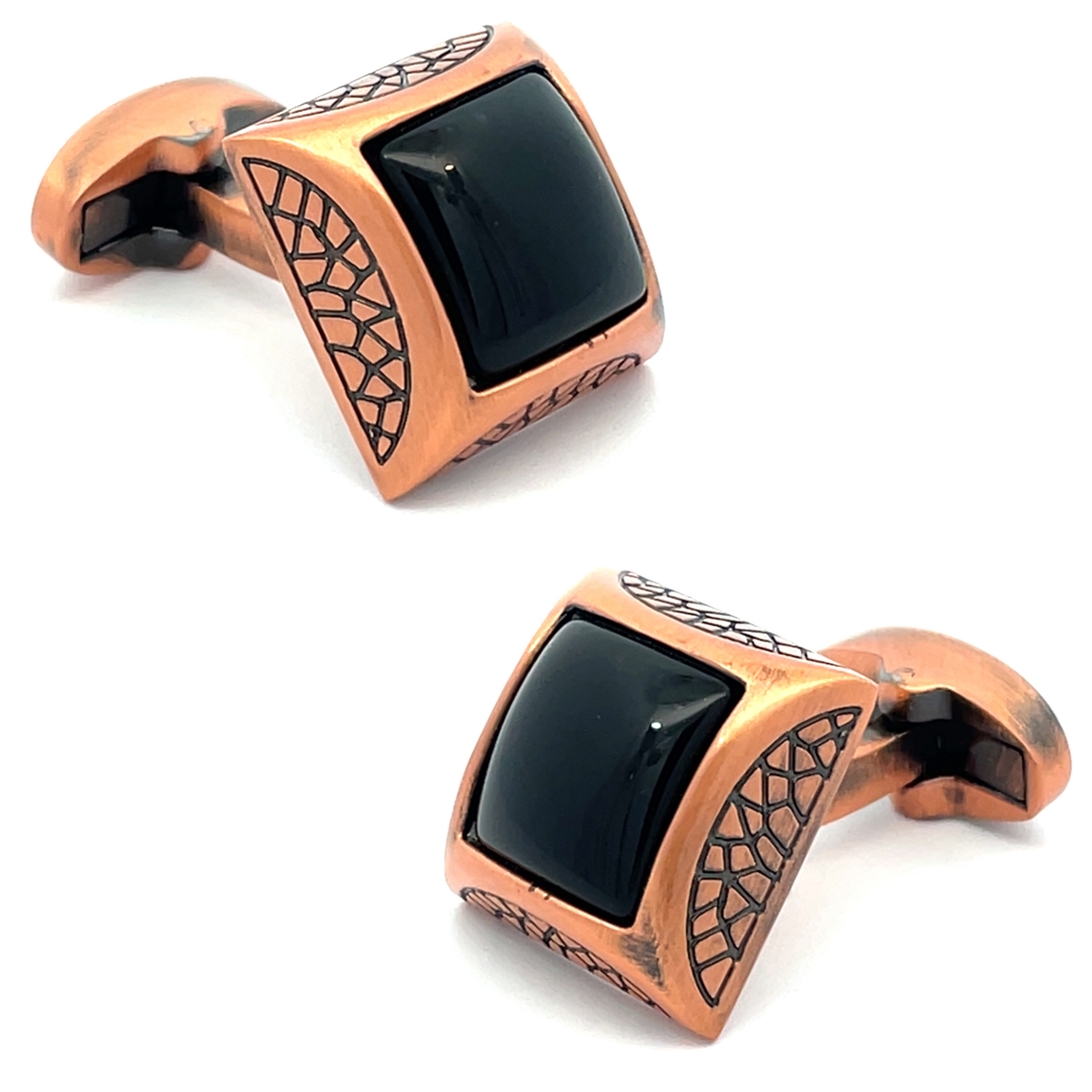 Onyx in Antique Copper Cufflinks