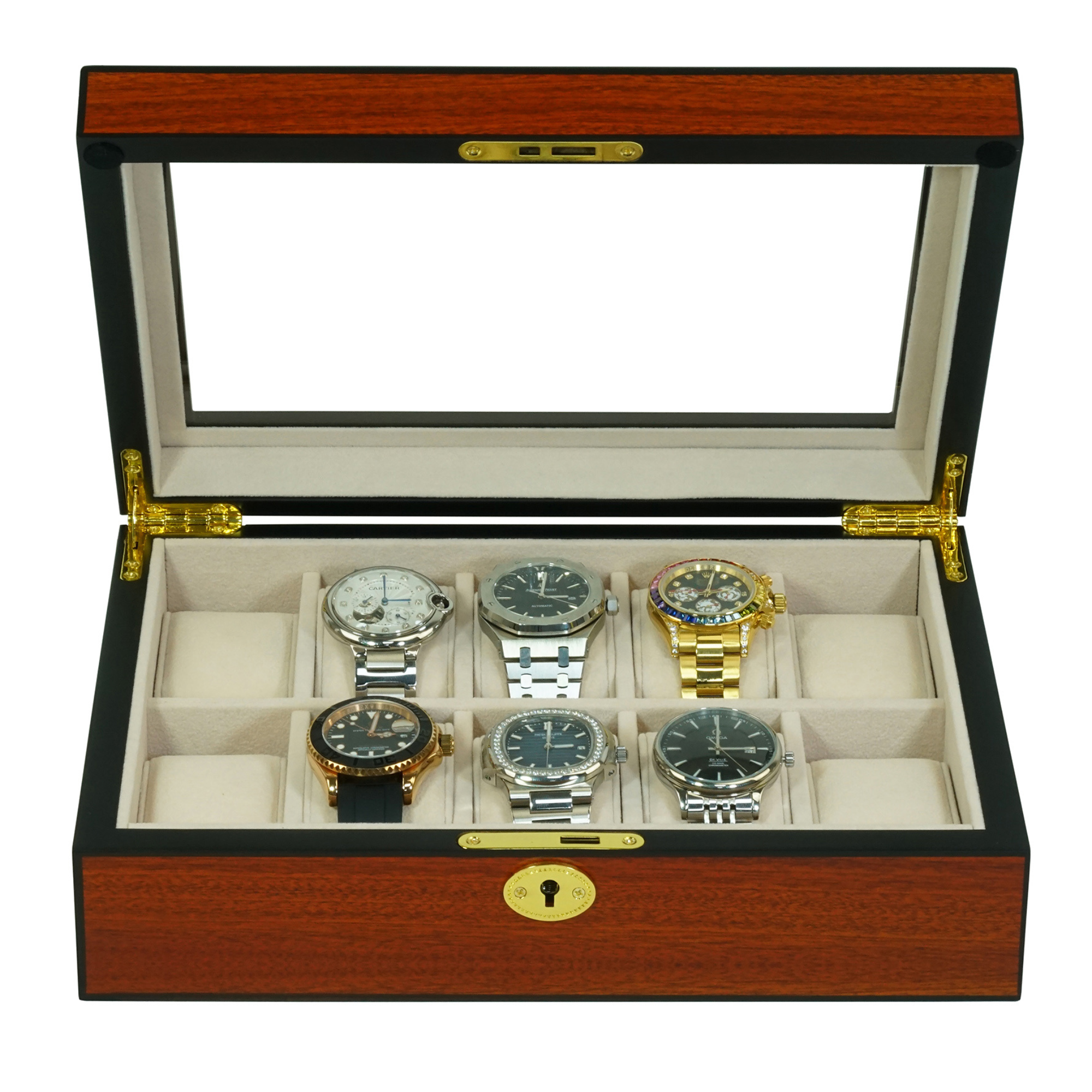 Cherry Wooden Watch Box for 10 Watches