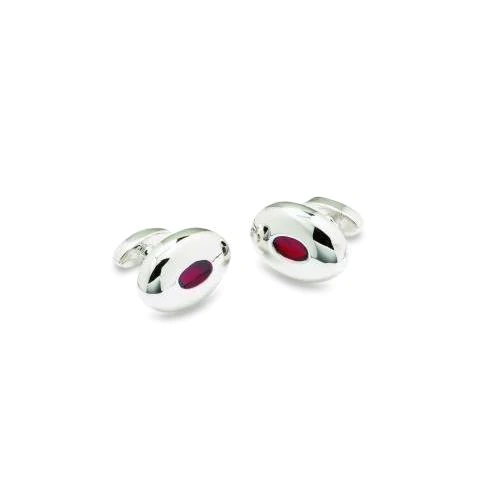 Oval Feature Red Cufflinks