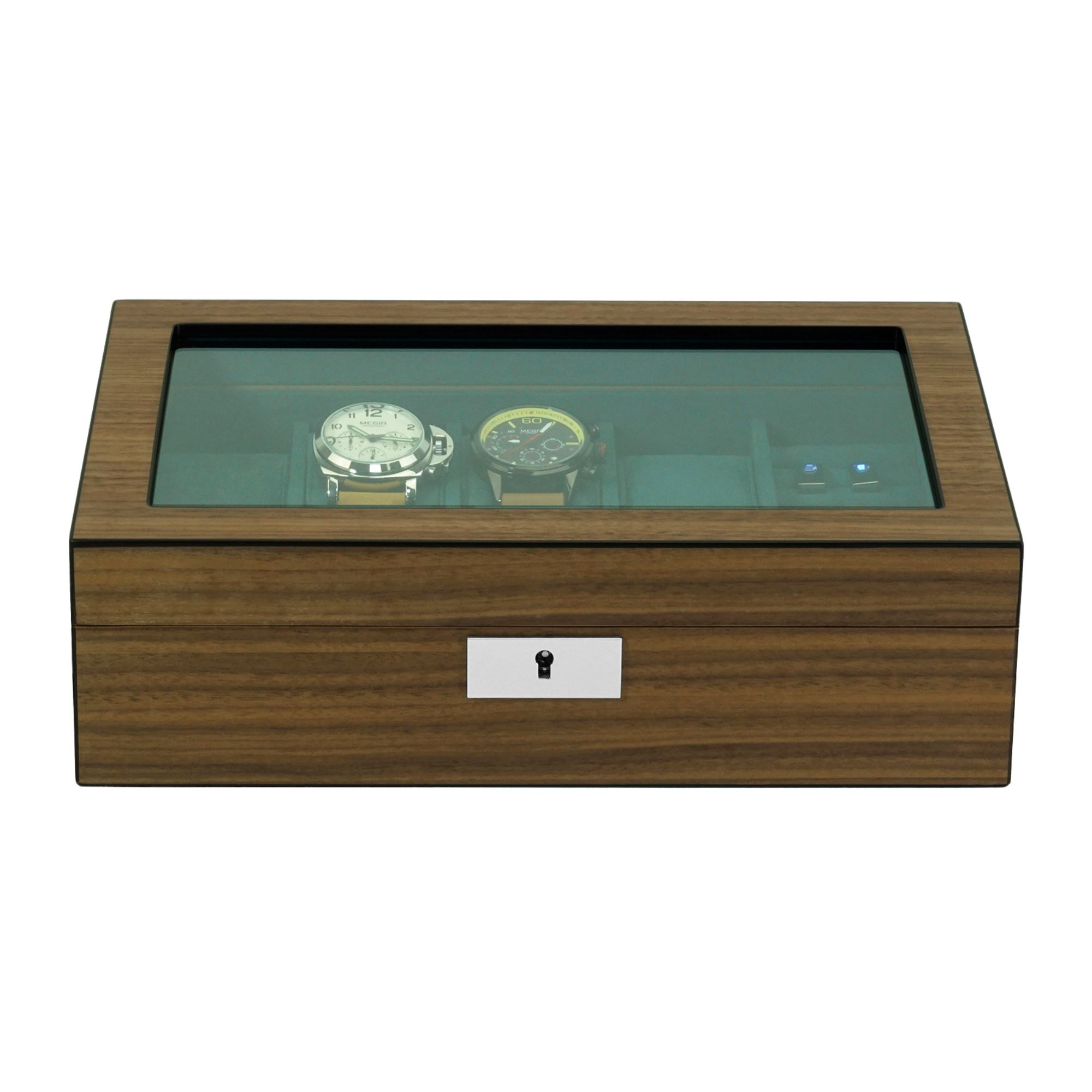 Seconds - 8 Slots Walnut Wooden Watch Box with Cufflinks Storage