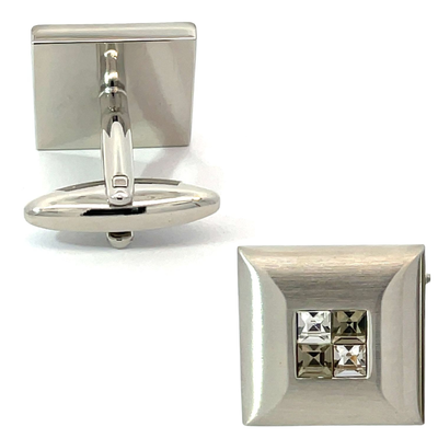 Smokey Crystal Four Square Cufflinks