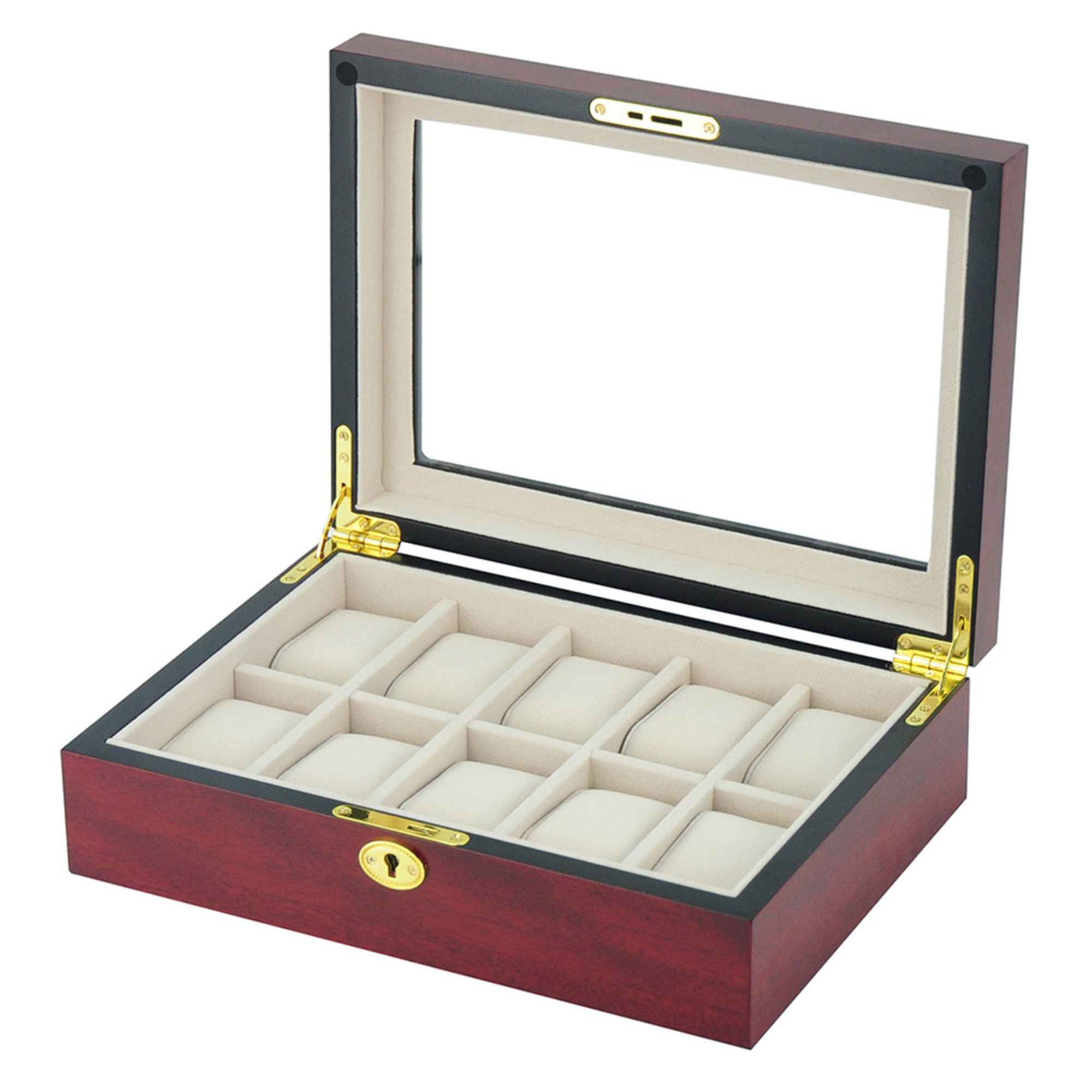 Cherry Wooden Watch Box for 10 Watches