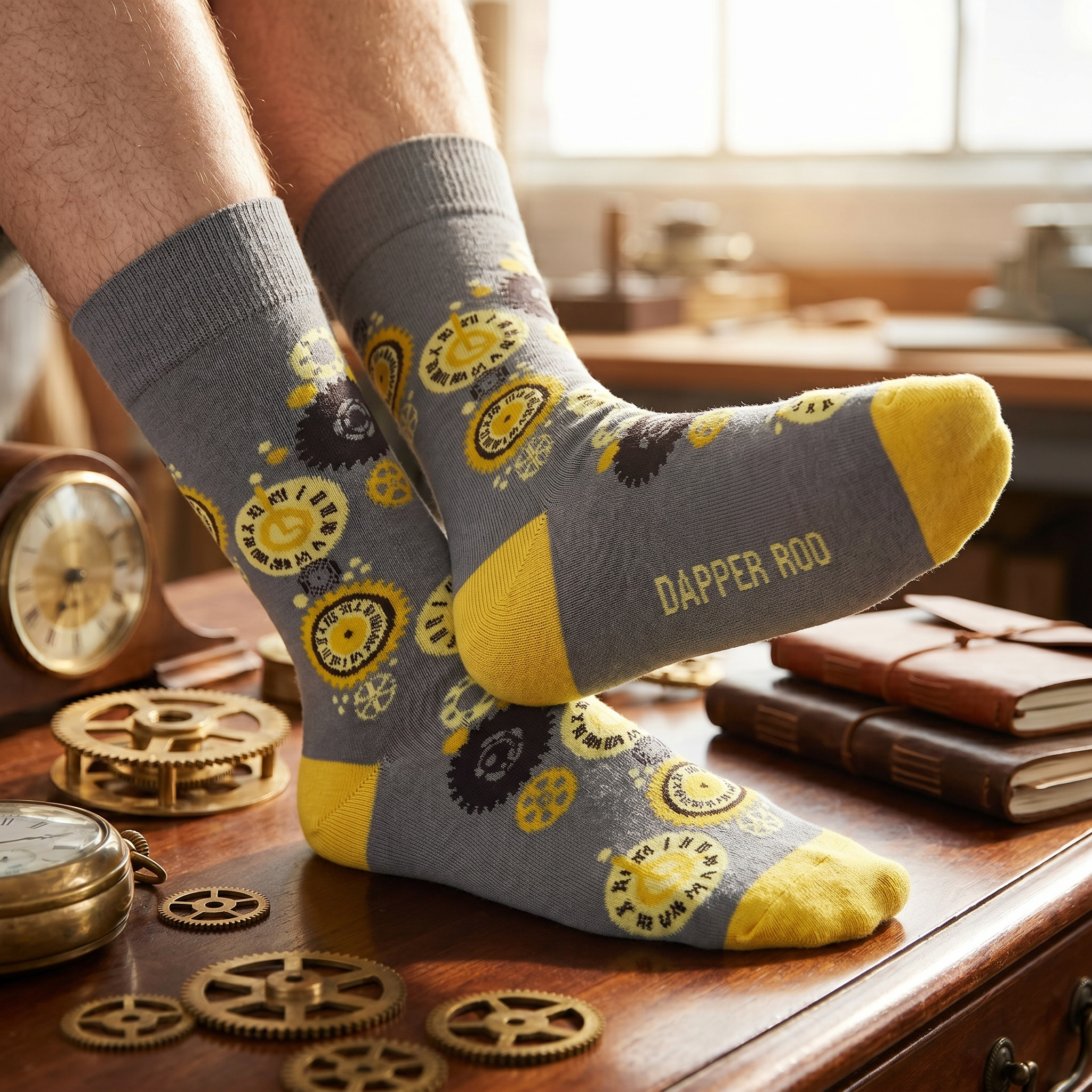 Steampunk Watch Movement Socks by Dapper Roo lifestyle image