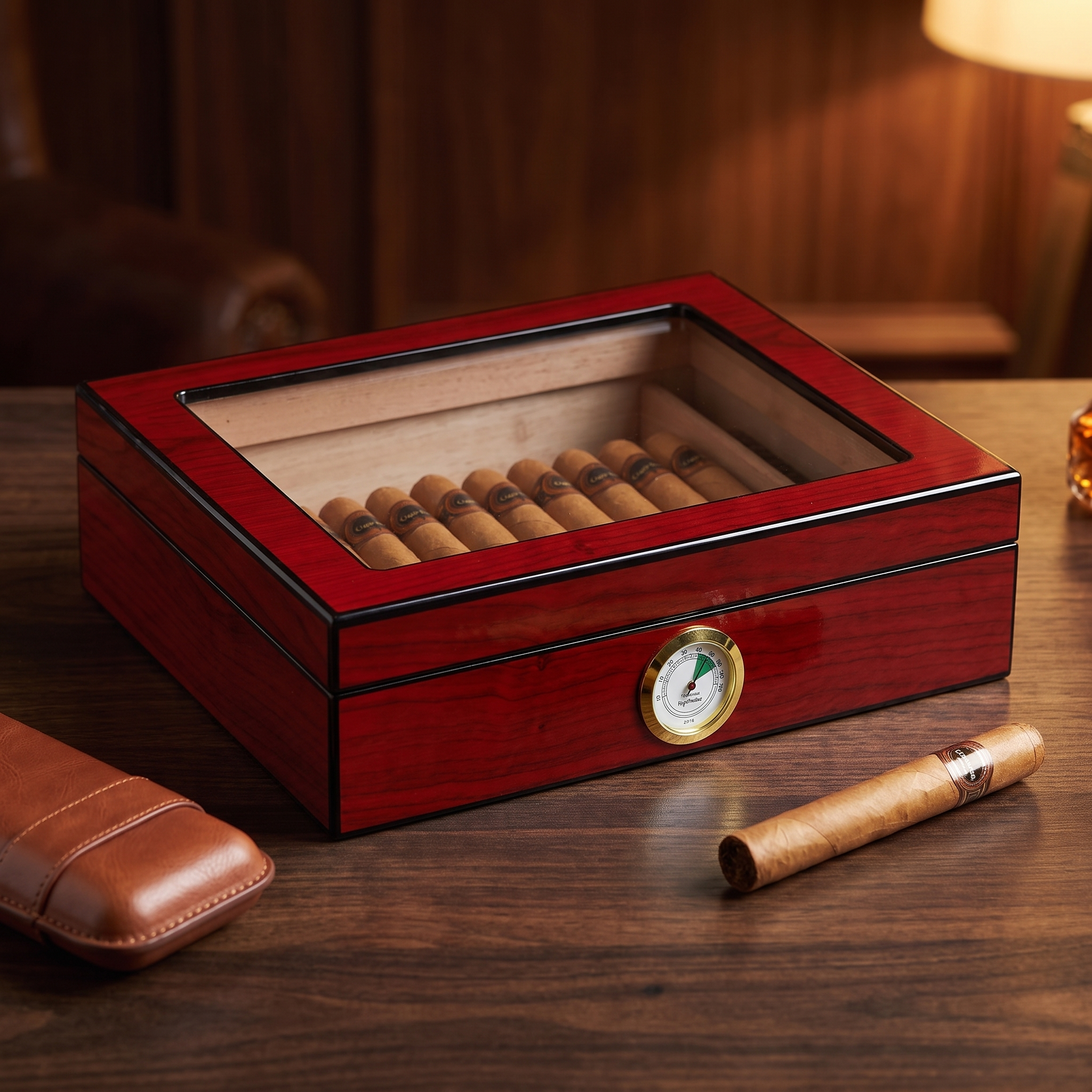 12-20 CT Cherry Cigar Humidor Spanish Cedar Box for Cigars — lifestyle shot