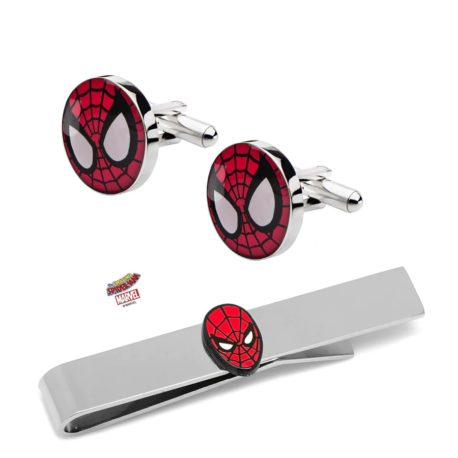 Spiderman Cufflinks & Tie Bar Set