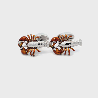 Silver & Orange Lobster Cufflinks