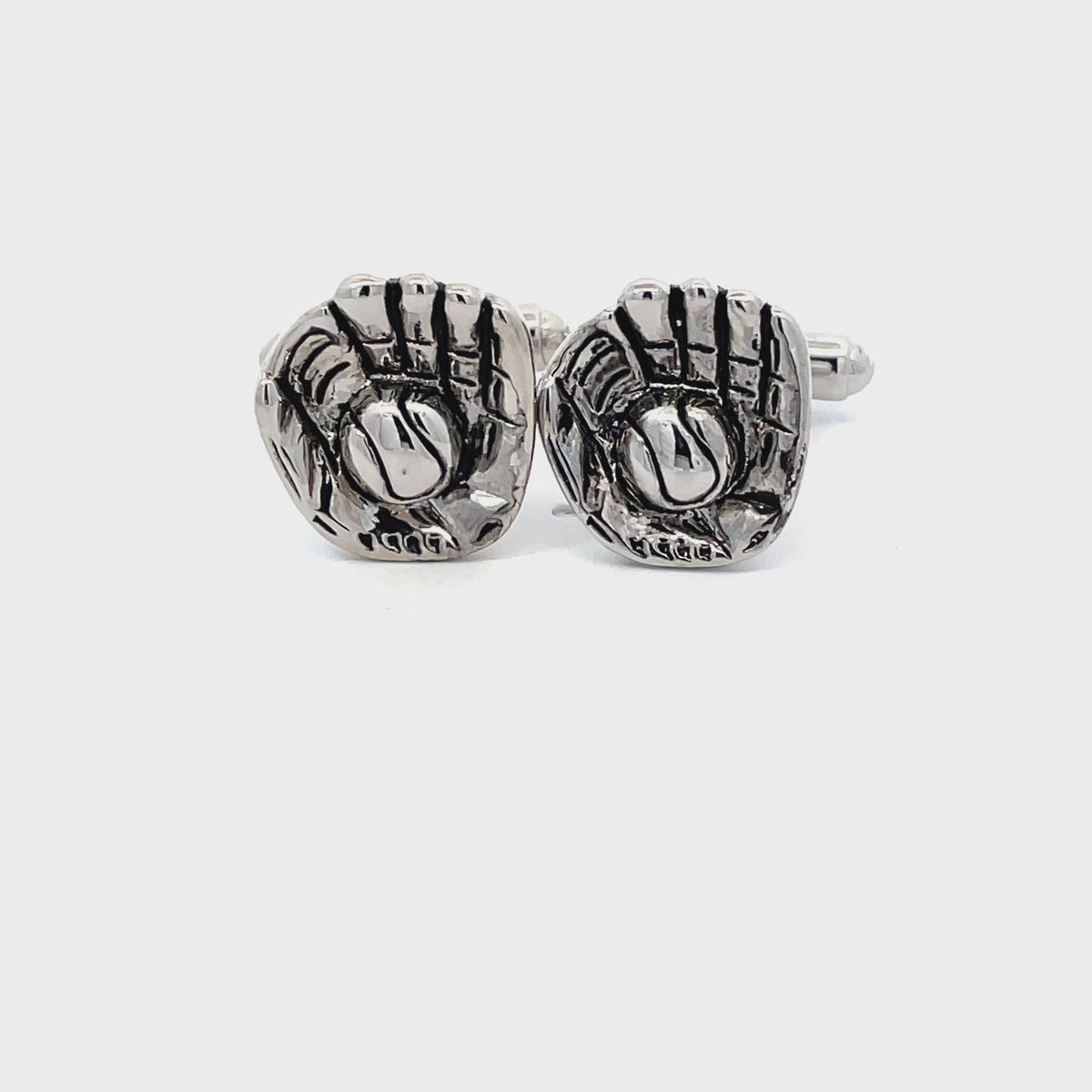 Baseball Glove and Ball Cufflinks Silver
