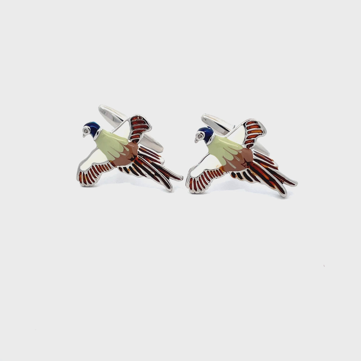 Flying Pheasant Enamel Cufflinks