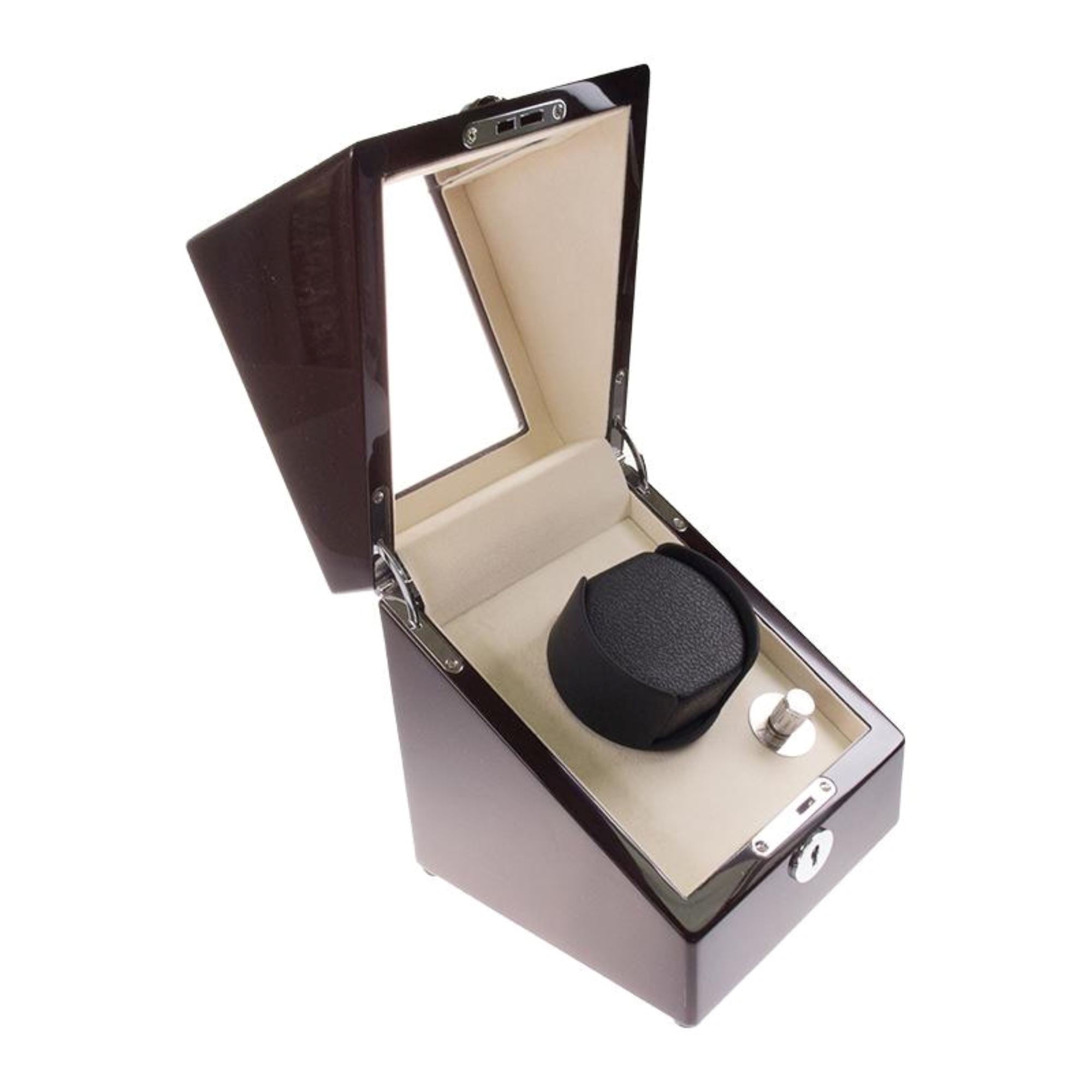 Seconds - Waratah Watch Winder Box for 1 Watch in Mahogany (b) Seconds Clinks 