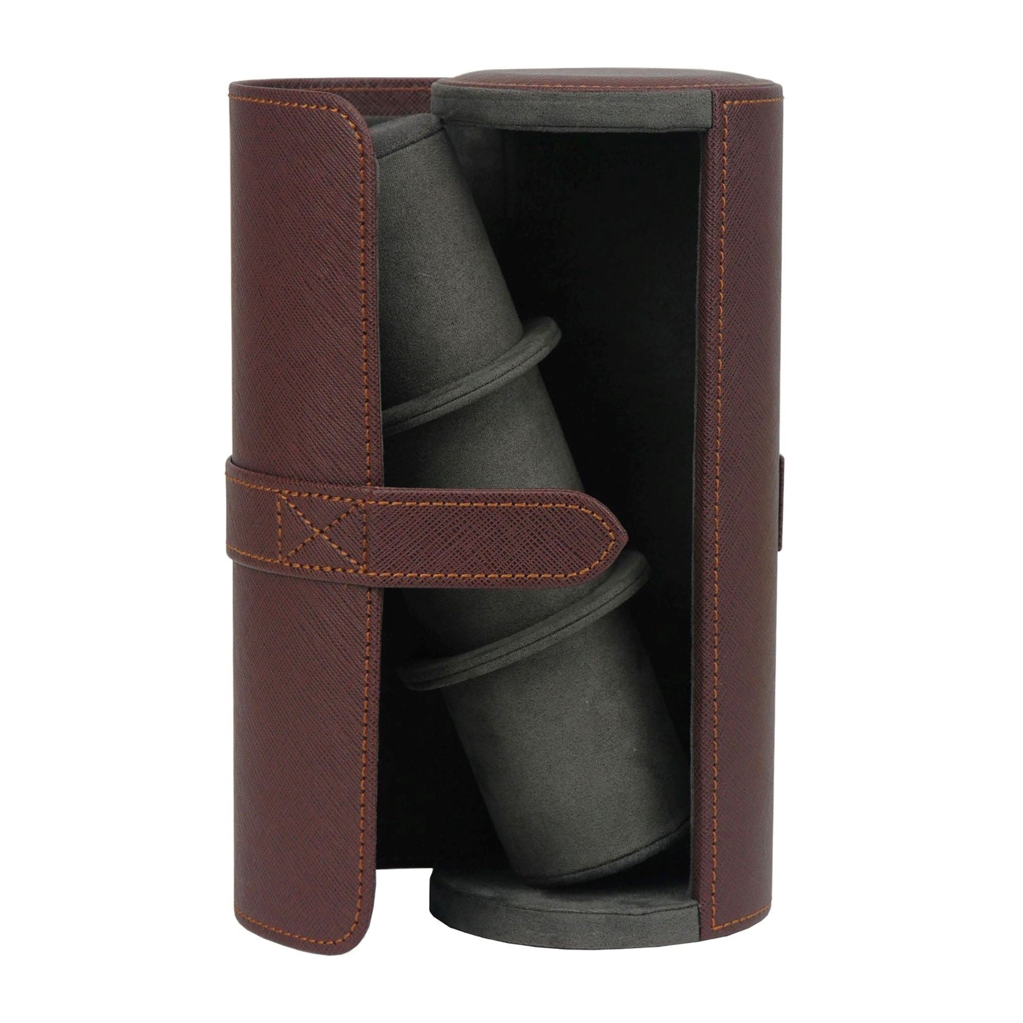 Seconds - Watch Roll Case for 3 in Dark Brown Vegan Leather Seconds Clinks 