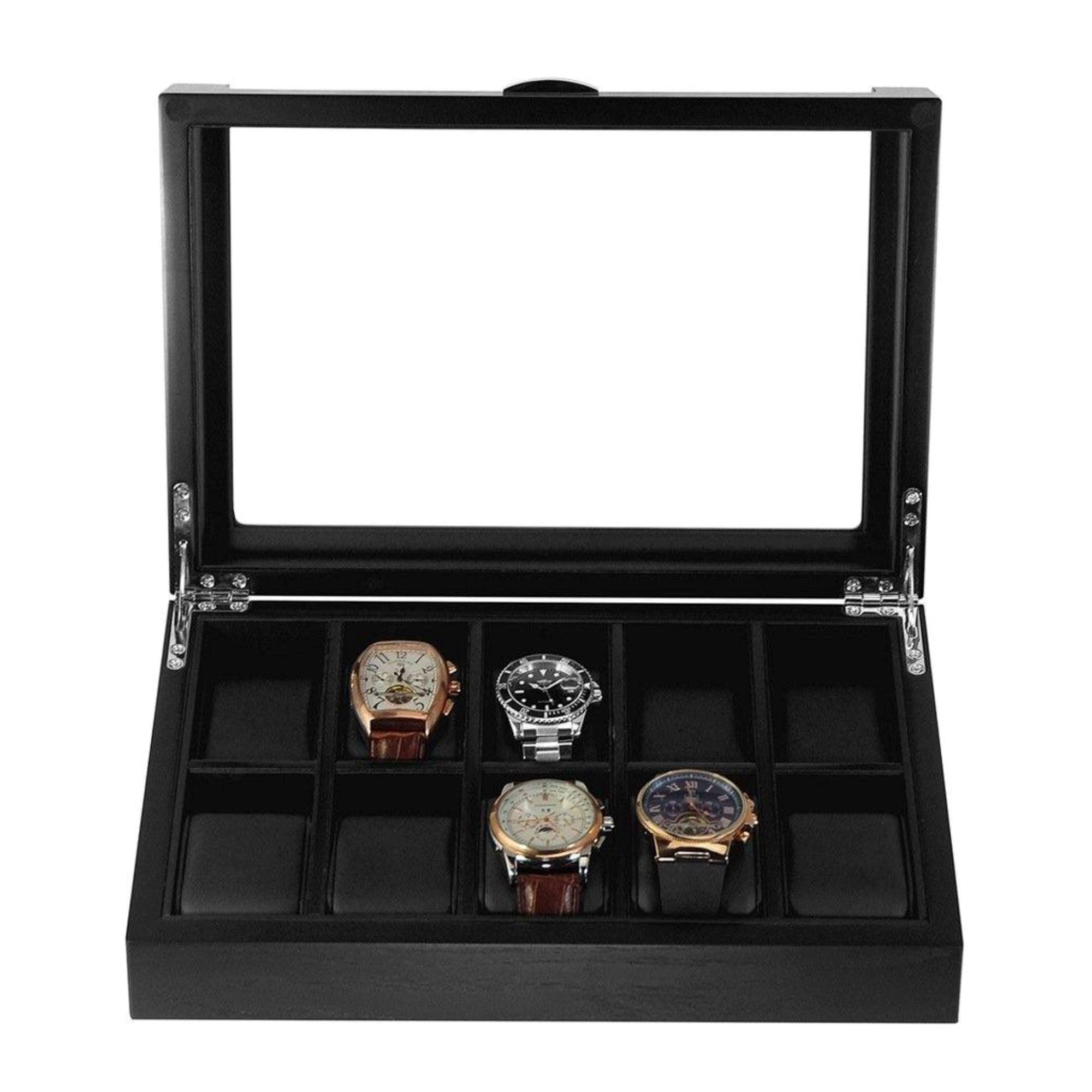 Seconds - Black Wooden Watch Box for 10 Watches Seconds Clinks 