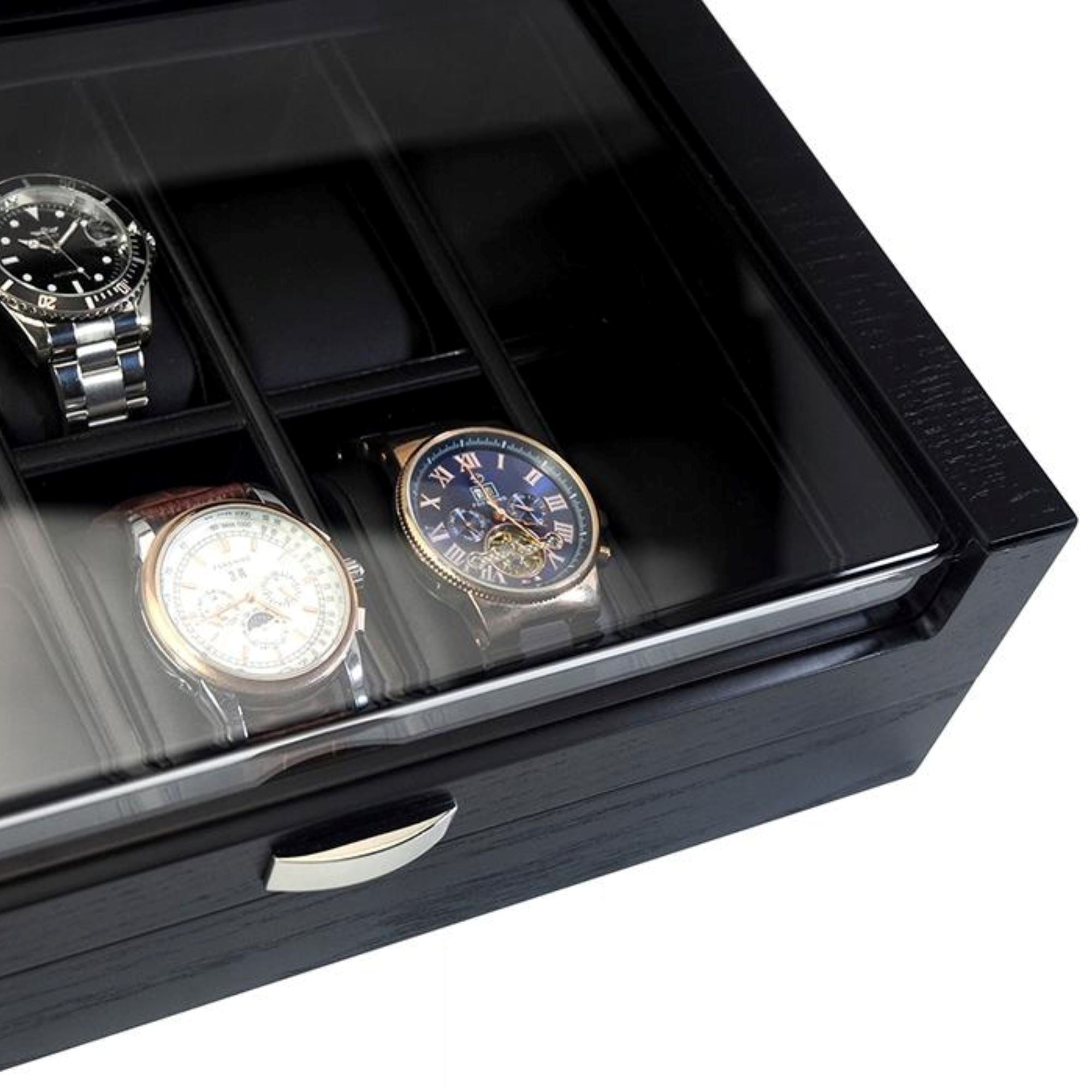 Seconds - Black Wooden Watch Box for 10 Watches Seconds Clinks 