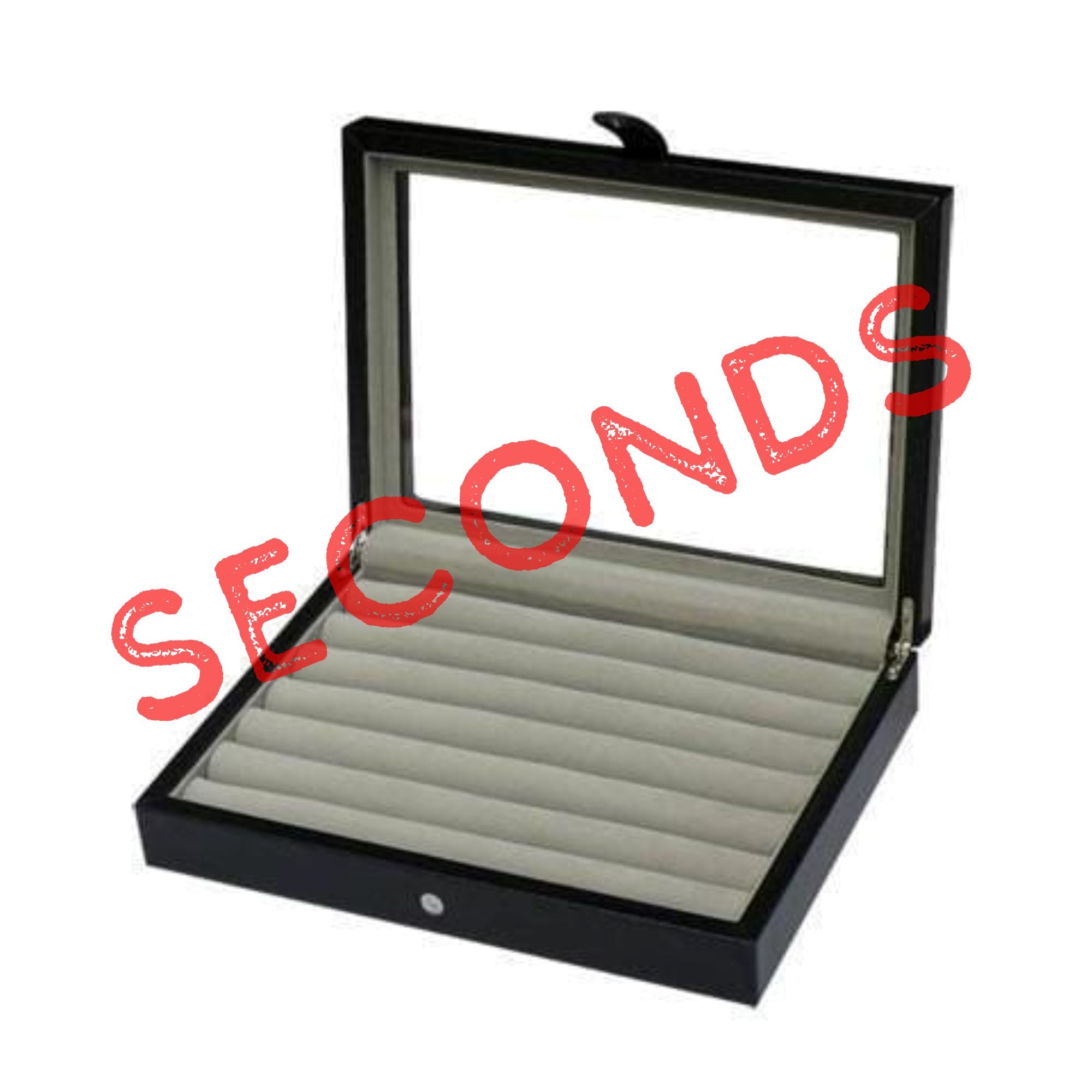 Seconds - 36 Pair Bonded Leather Black Cufflink Box Seconds Clinks Australia 
