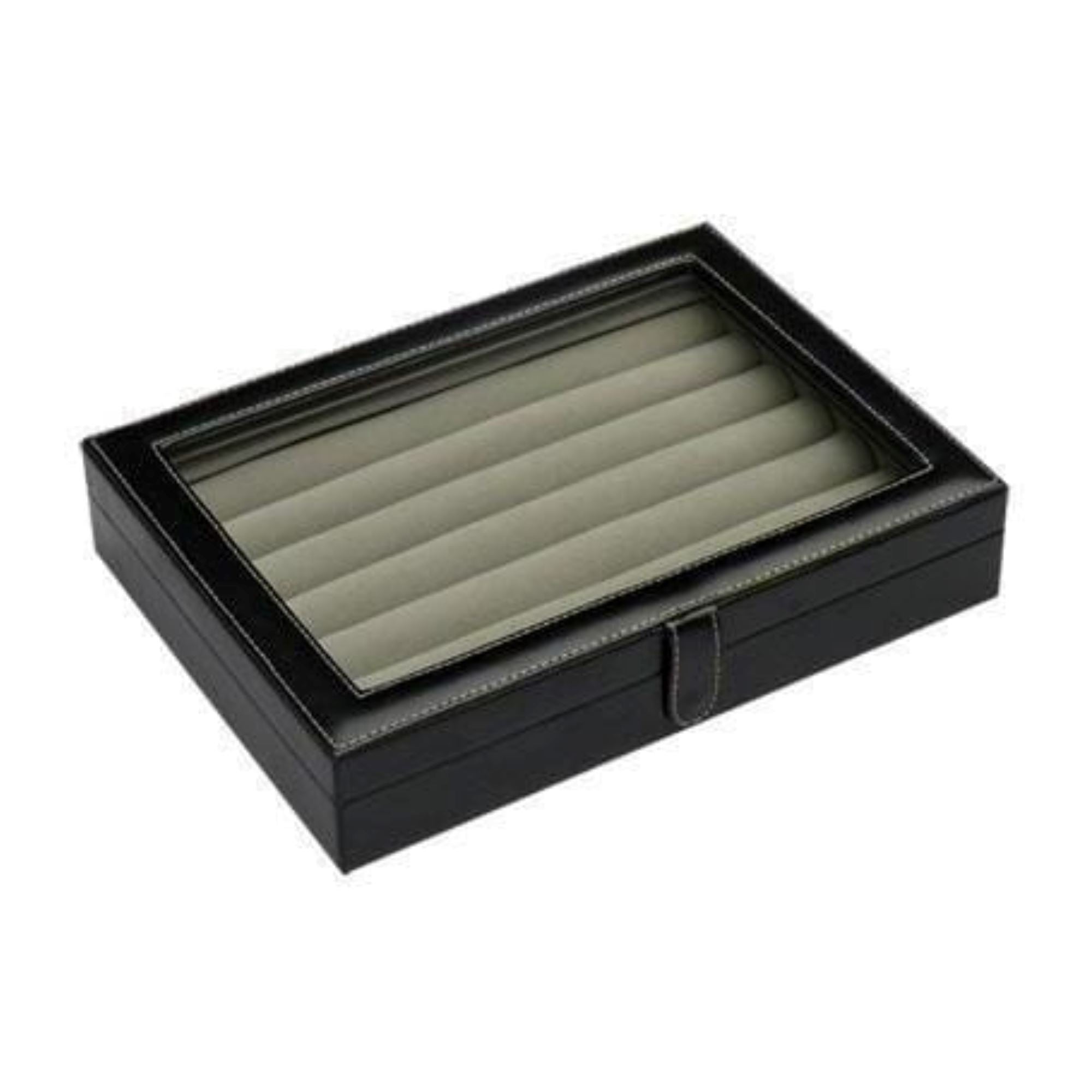Seconds - 36 Pair Bonded Leather Black Cufflink Box Seconds Clinks Australia 