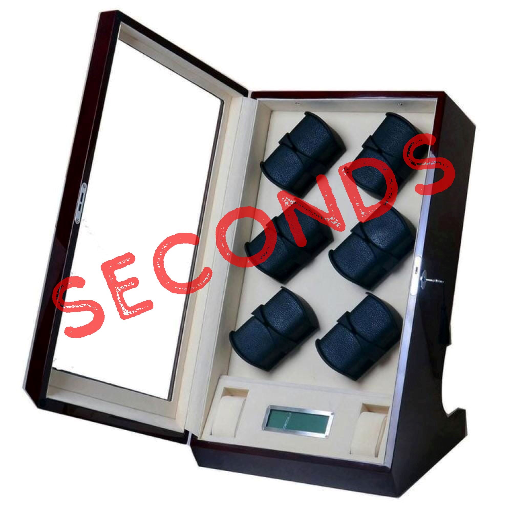 Seconds - Kosciuszko Watch Winder Box for 12 + 2 Watches in Mahogany Seconds Clinks 