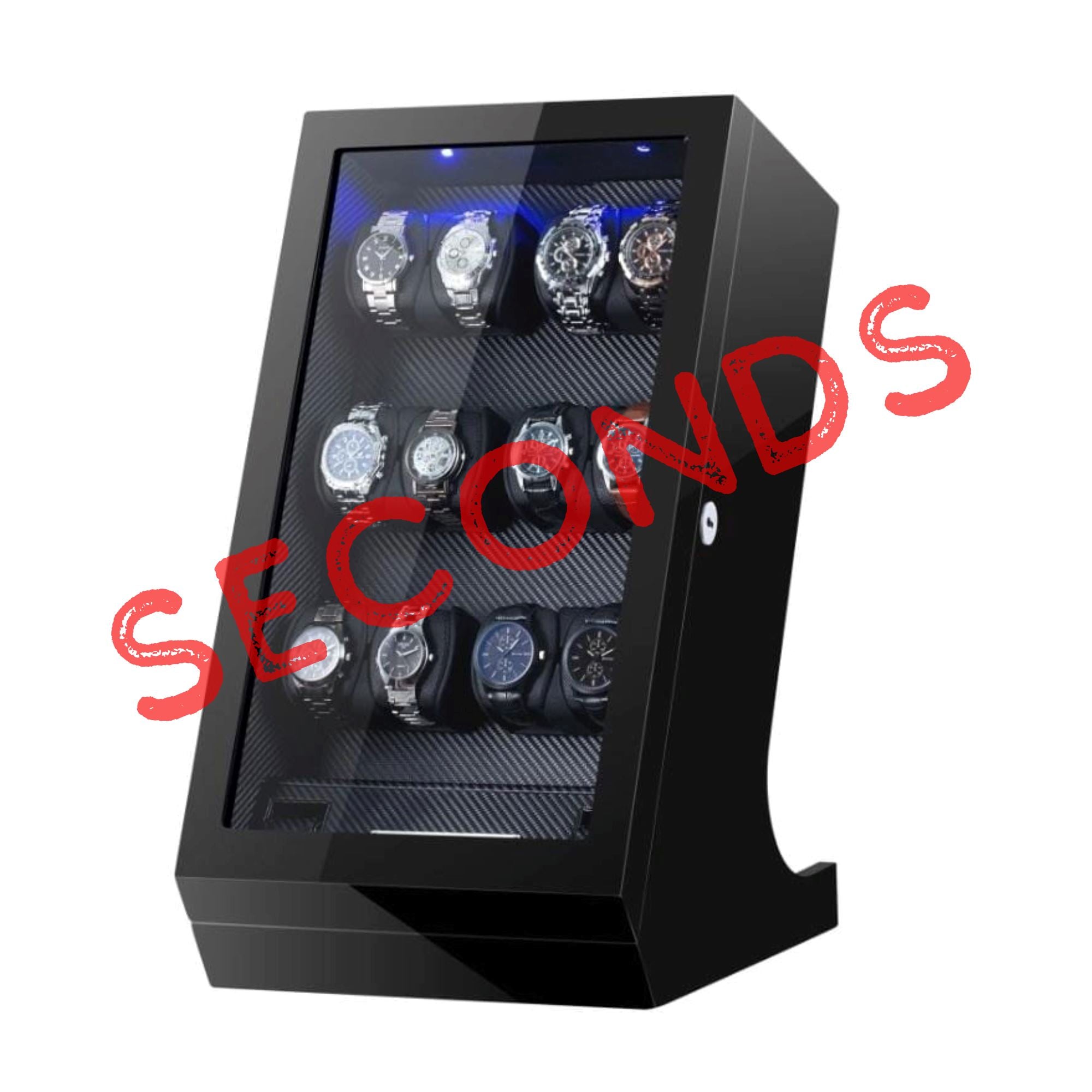Seconds - Kosciuszko Watch Winder Box for 12 + 2 Watches in Black Seconds Clinks 