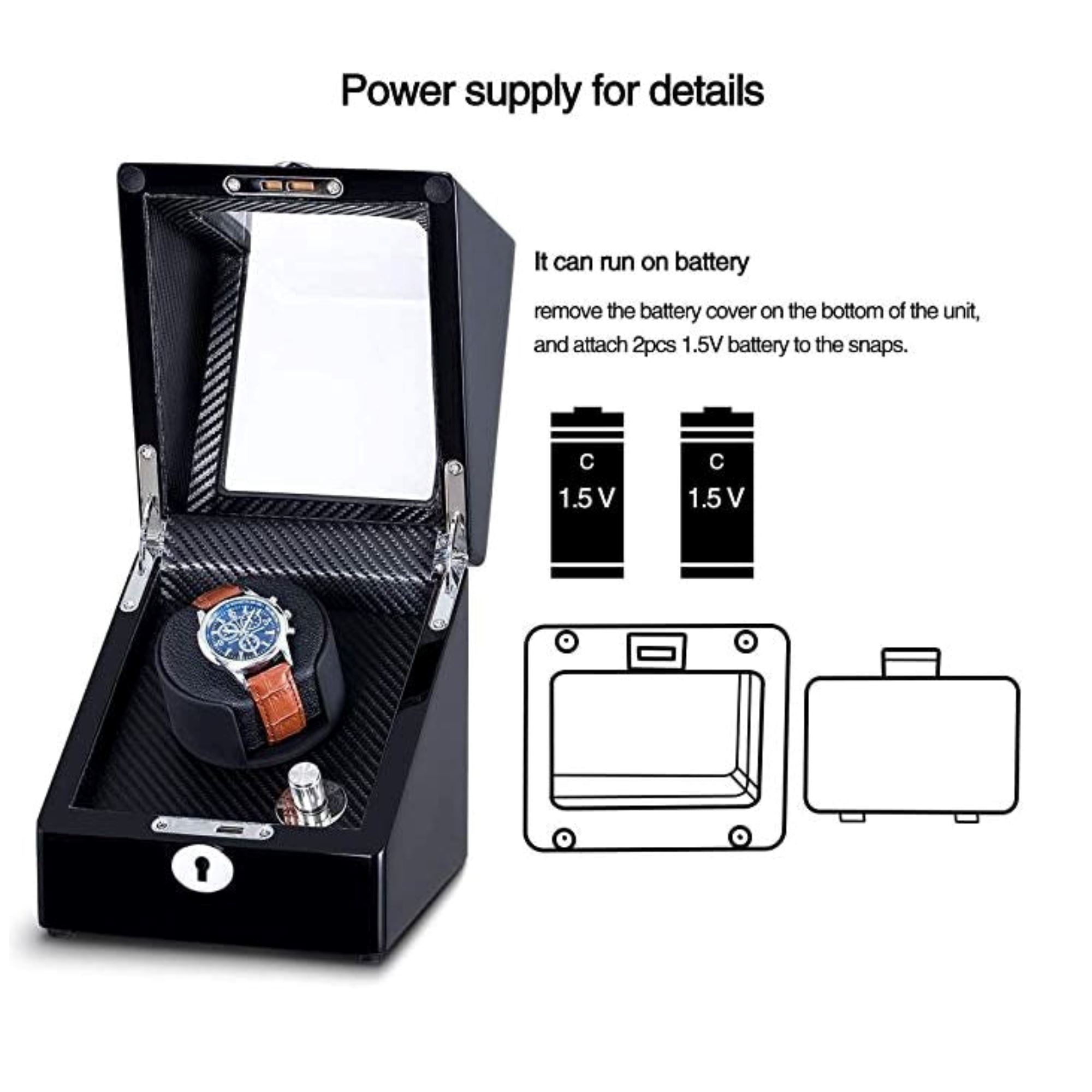 Seconds - Waratah Watch Winder Box for 1 Watch in Black (b) Seconds Clinks 