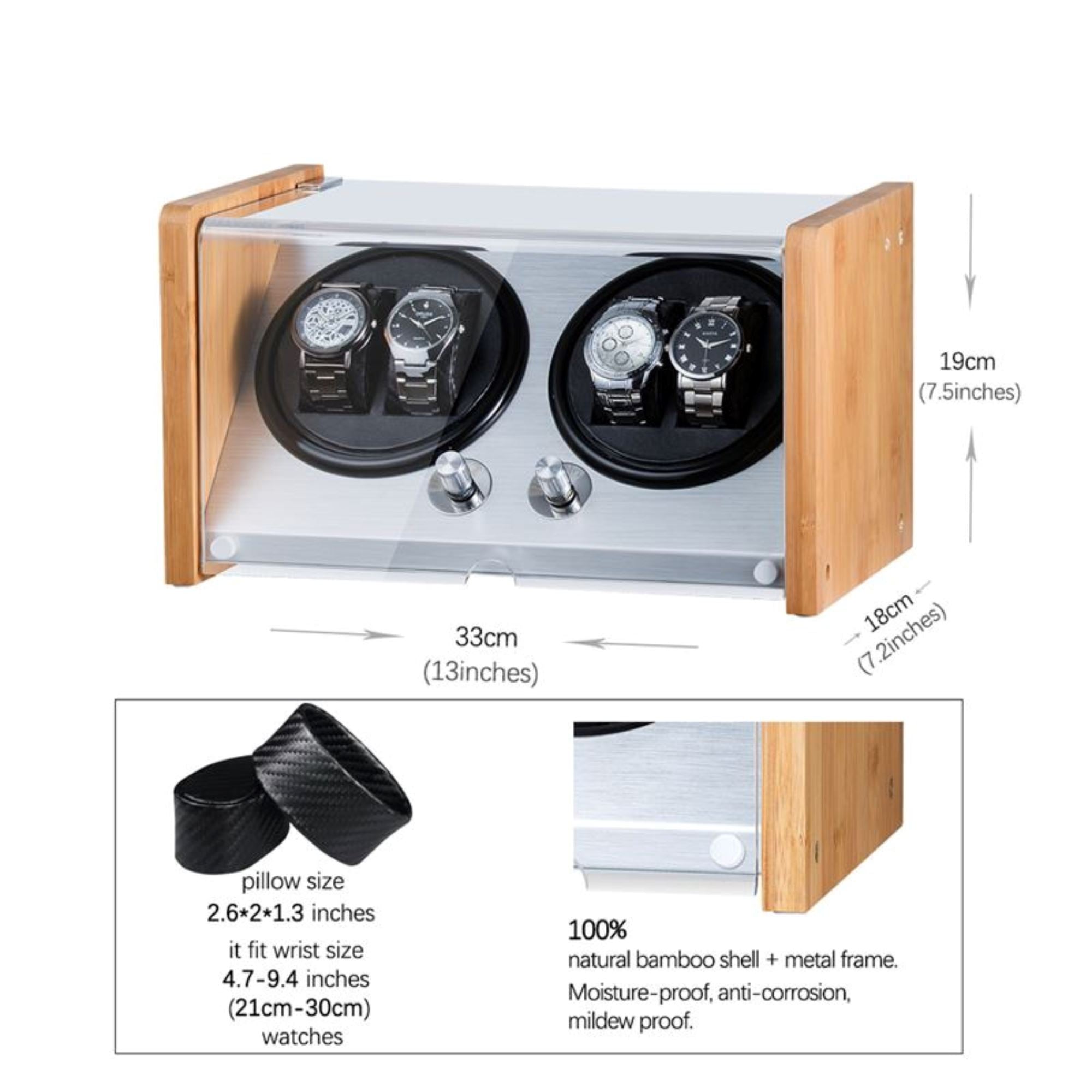 Seconds - BLAQ Watch Winder Box 4 Watches in Aluminum & Bamboo (c) Seconds Clinks 