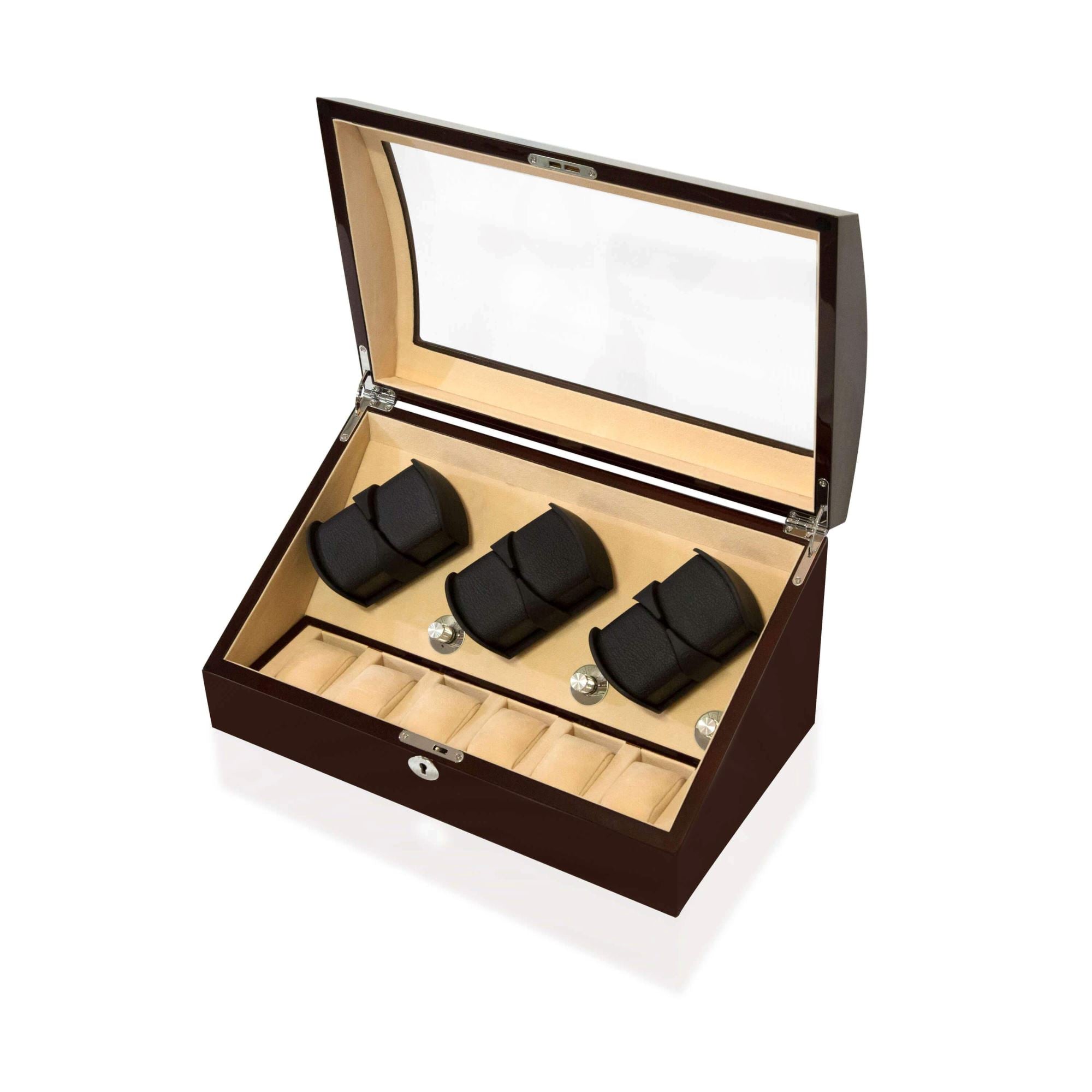 Seconds - Avoca Watch Winder Box 6 + 6 Watches in Mahogany (b) Seconds Clinks 