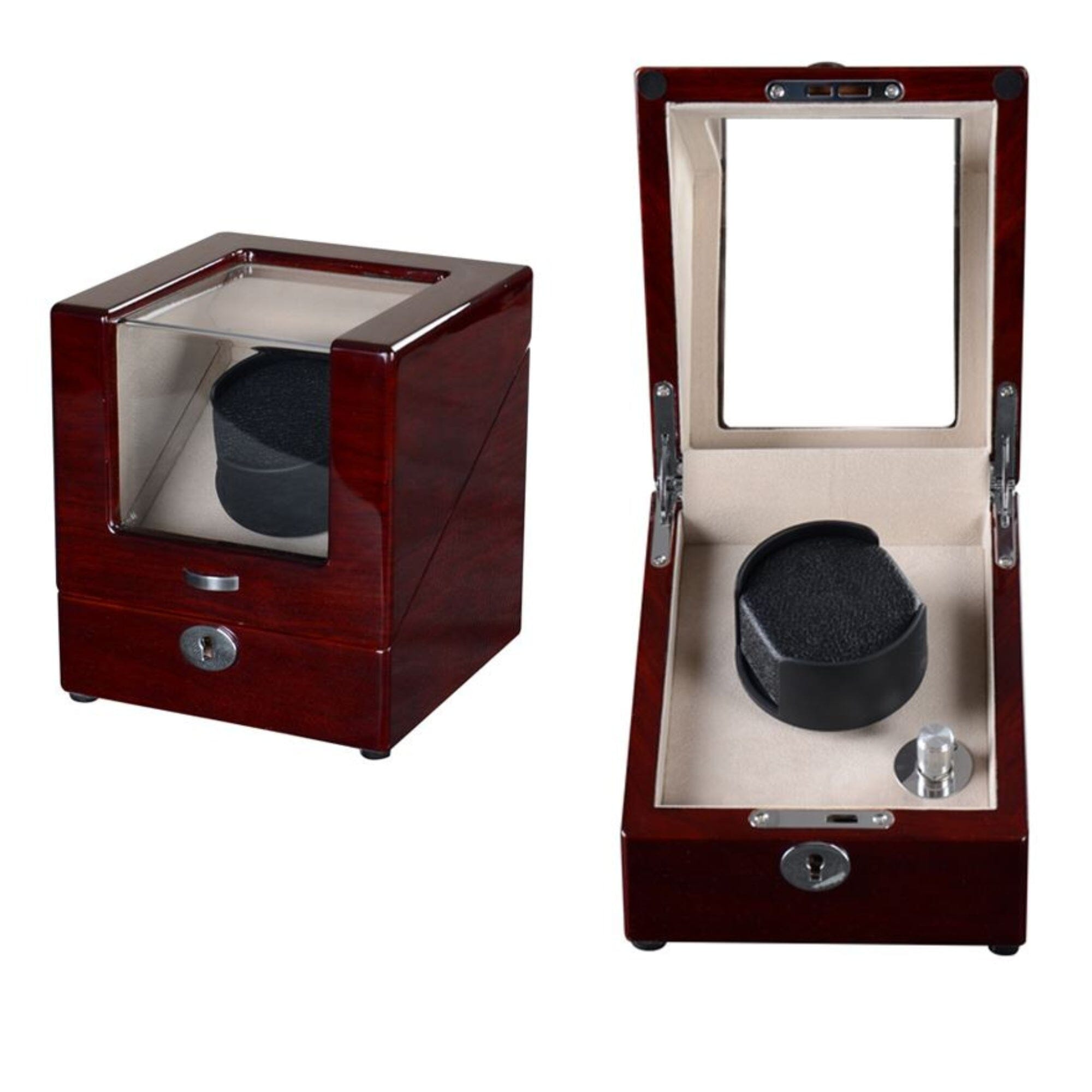 Seconds - Waratah Watch Winder Box for 1 Watch in Mahogany (i) Seconds Clinks 
