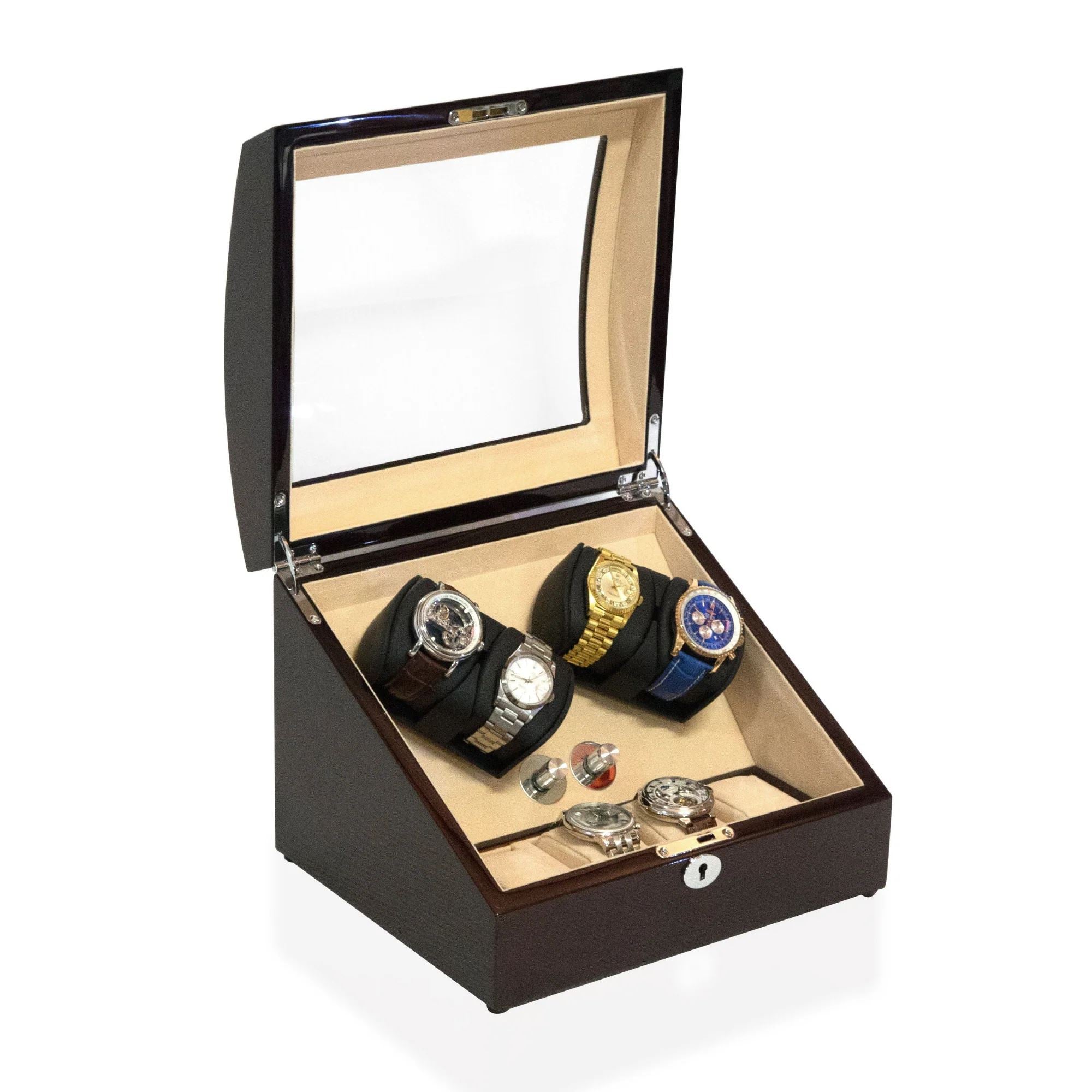 Seconds - Avoca Watch Winder Box 4 + 4 Watches in Mahogany (e) Seconds Clinks 