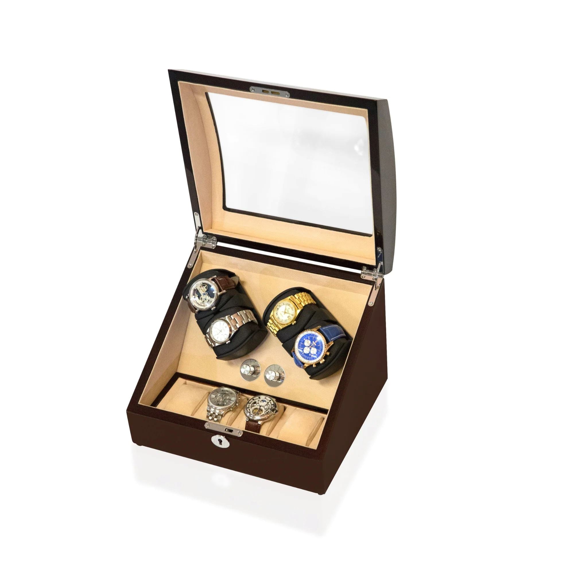 Seconds - Avoca Watch Winder Box 4 + 4 Watches in Mahogany (e) Seconds Clinks 