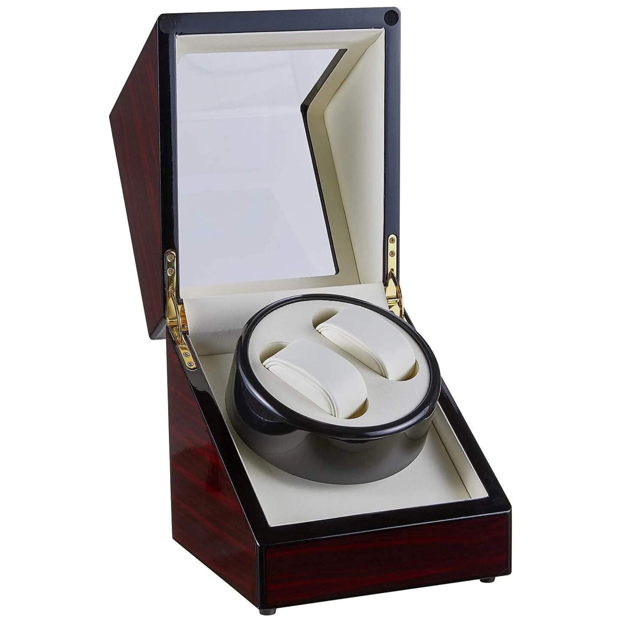 Seconds - Lindeman Mahogany Watch Winder Box for 2 Watches (Single Rotor) Old Model Seconds Clinks 