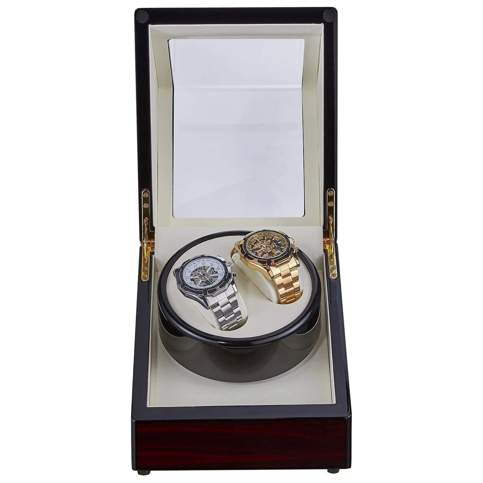 Seconds - Lindeman Mahogany Watch Winder Box for 2 Watches (Single Rotor) Old Model Seconds Clinks 